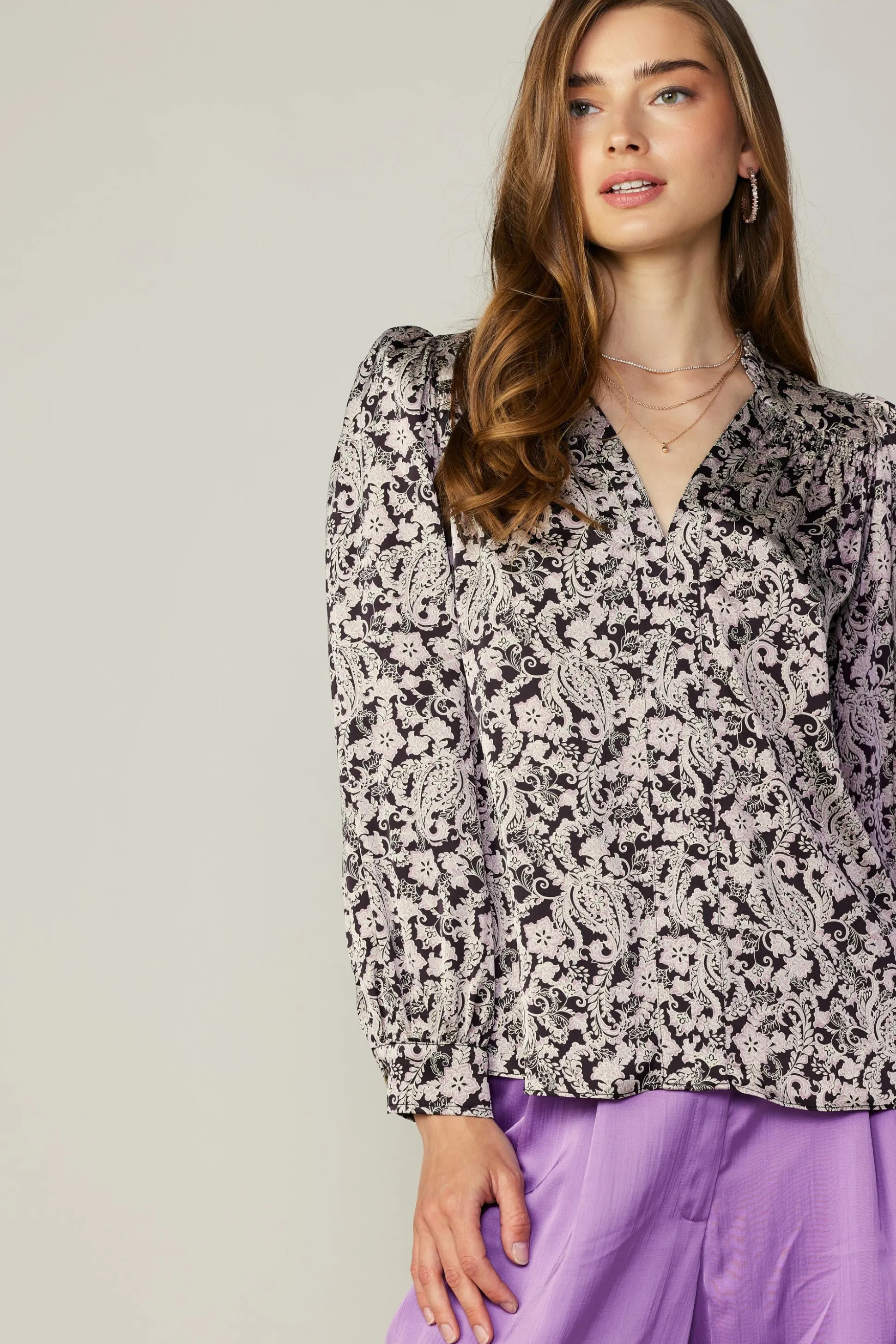 Jacquard Paisley Blouse<Current Air Online