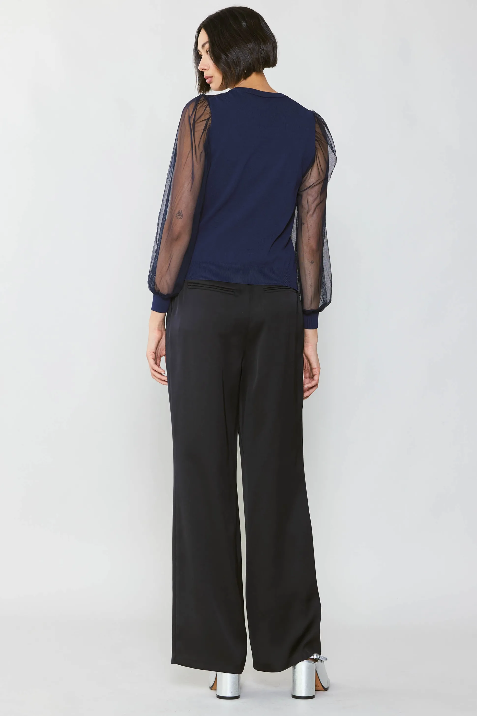 Sheer Crosshatch Cami-lined Top<Current Air Hot