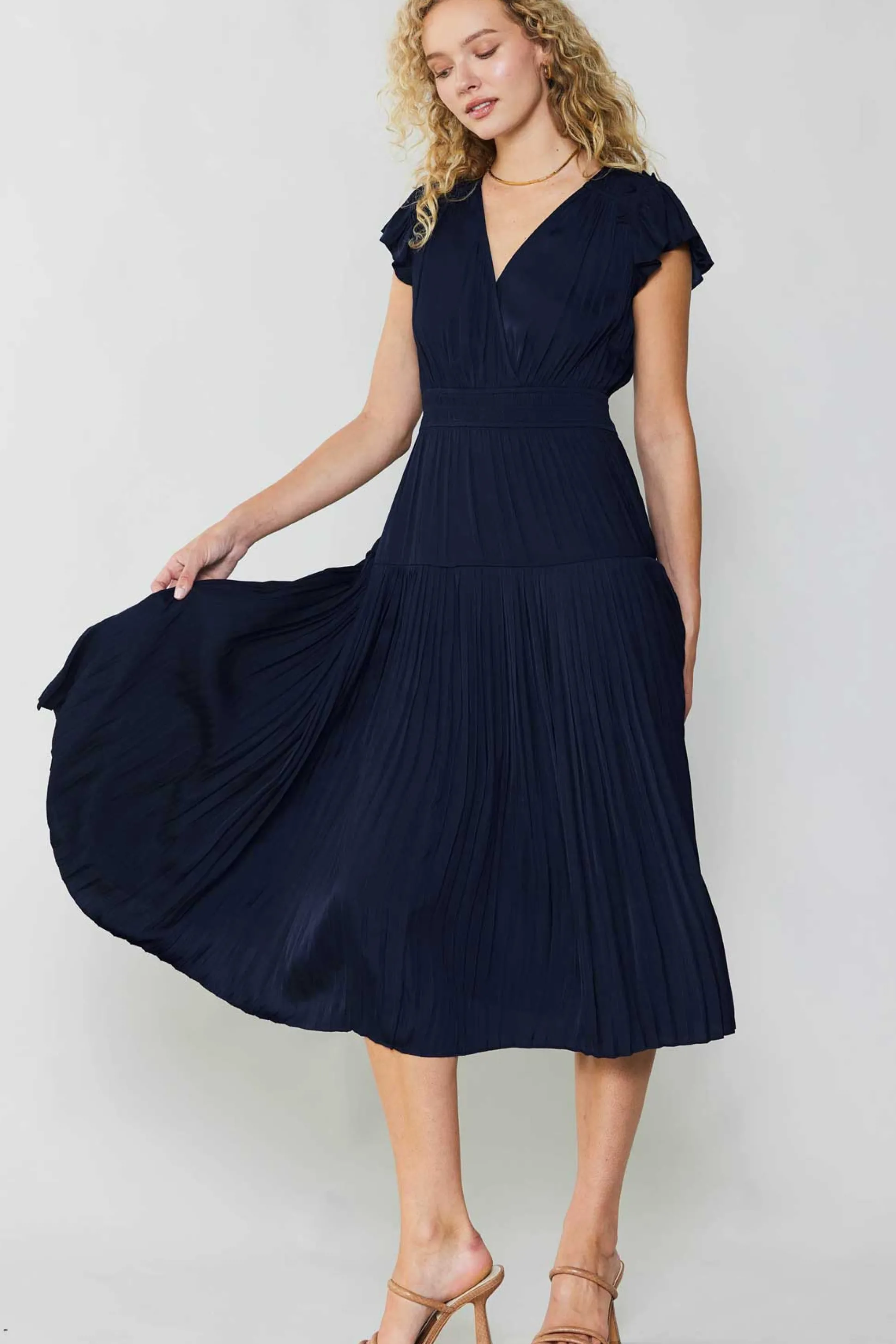 Sophia Flutter Sleeve Midi Dress<Current Air New