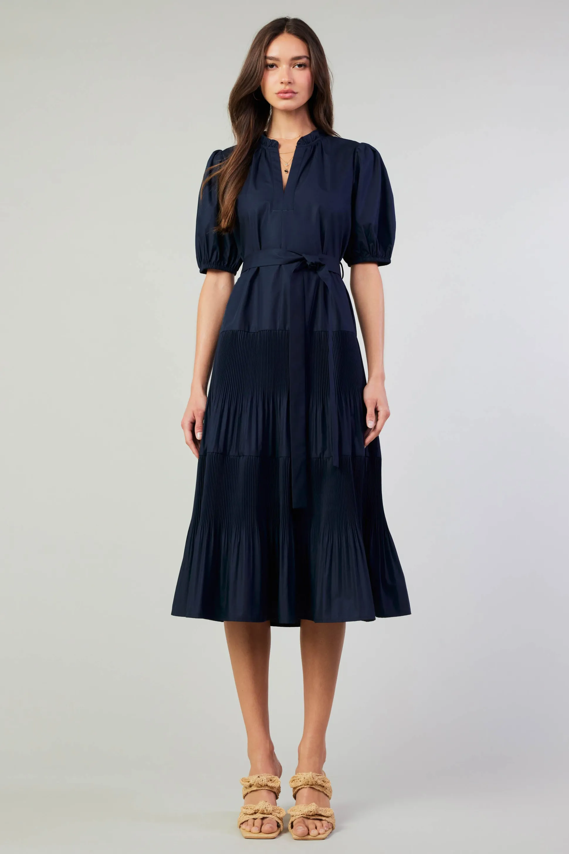 Ilana Pleated Midi Dress<Current Air Best