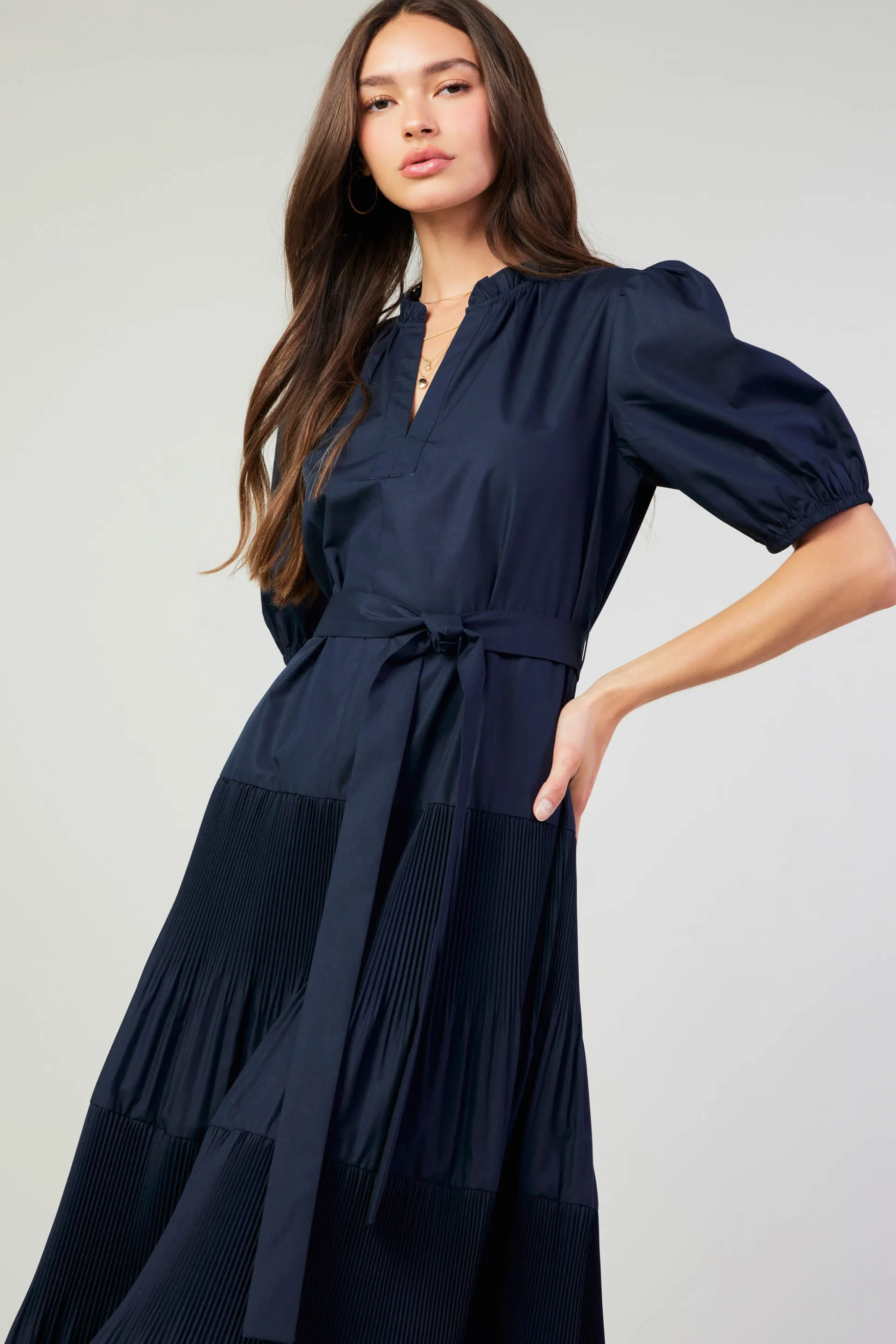 Ilana Pleated Midi Dress<Current Air Best
