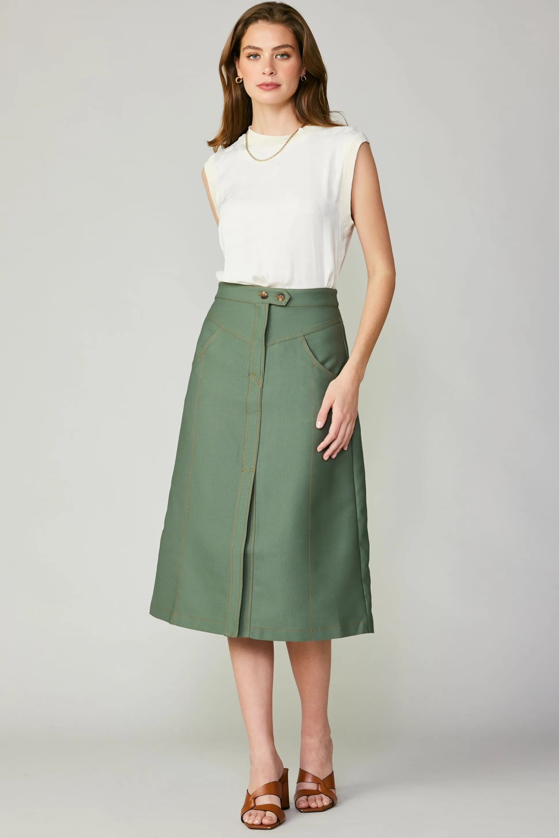 Front Slit Midi Skirt<Current Air Discount