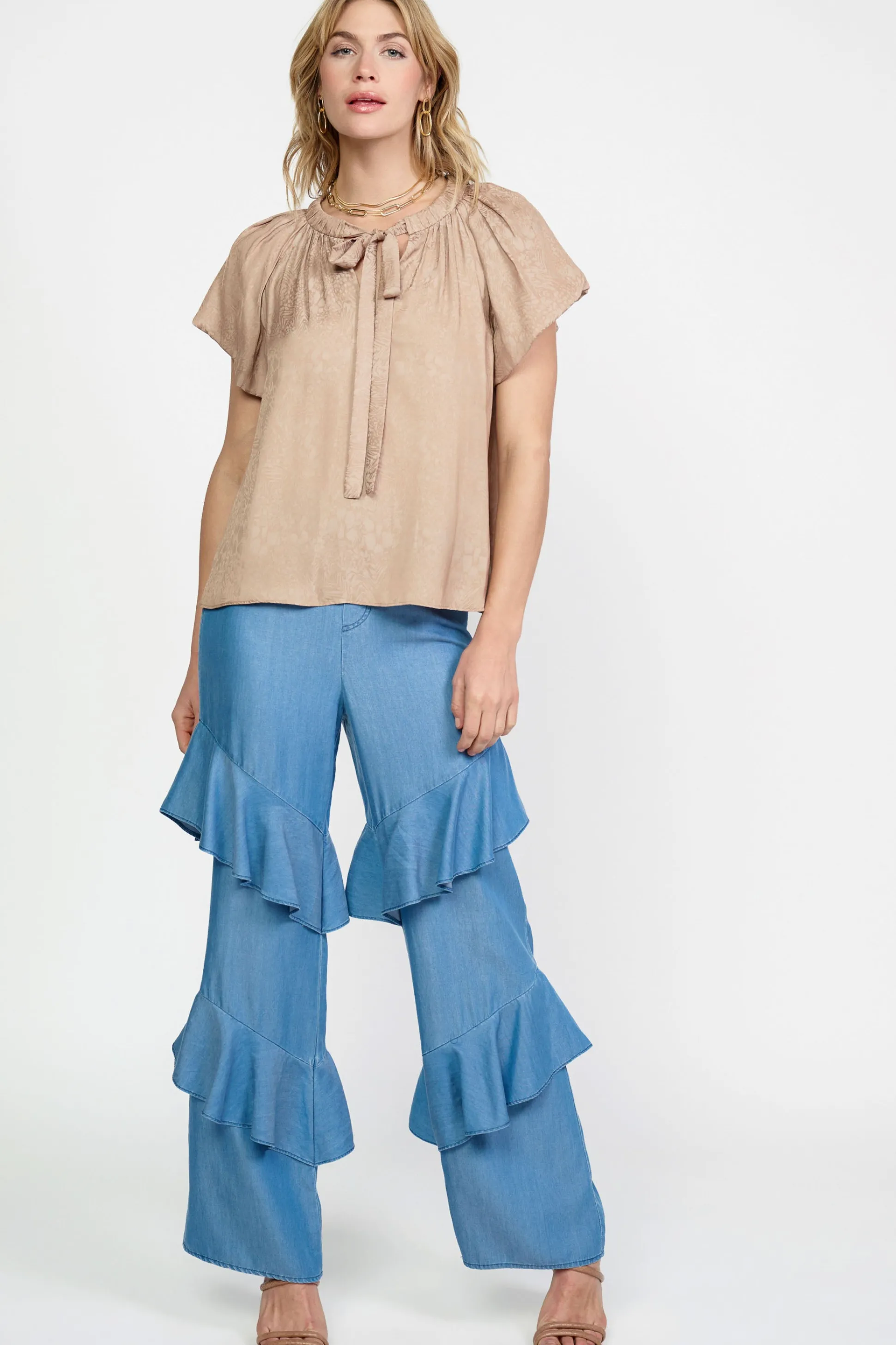 Abstract Jacquard Tieneck Blouse<Current Air Fashion