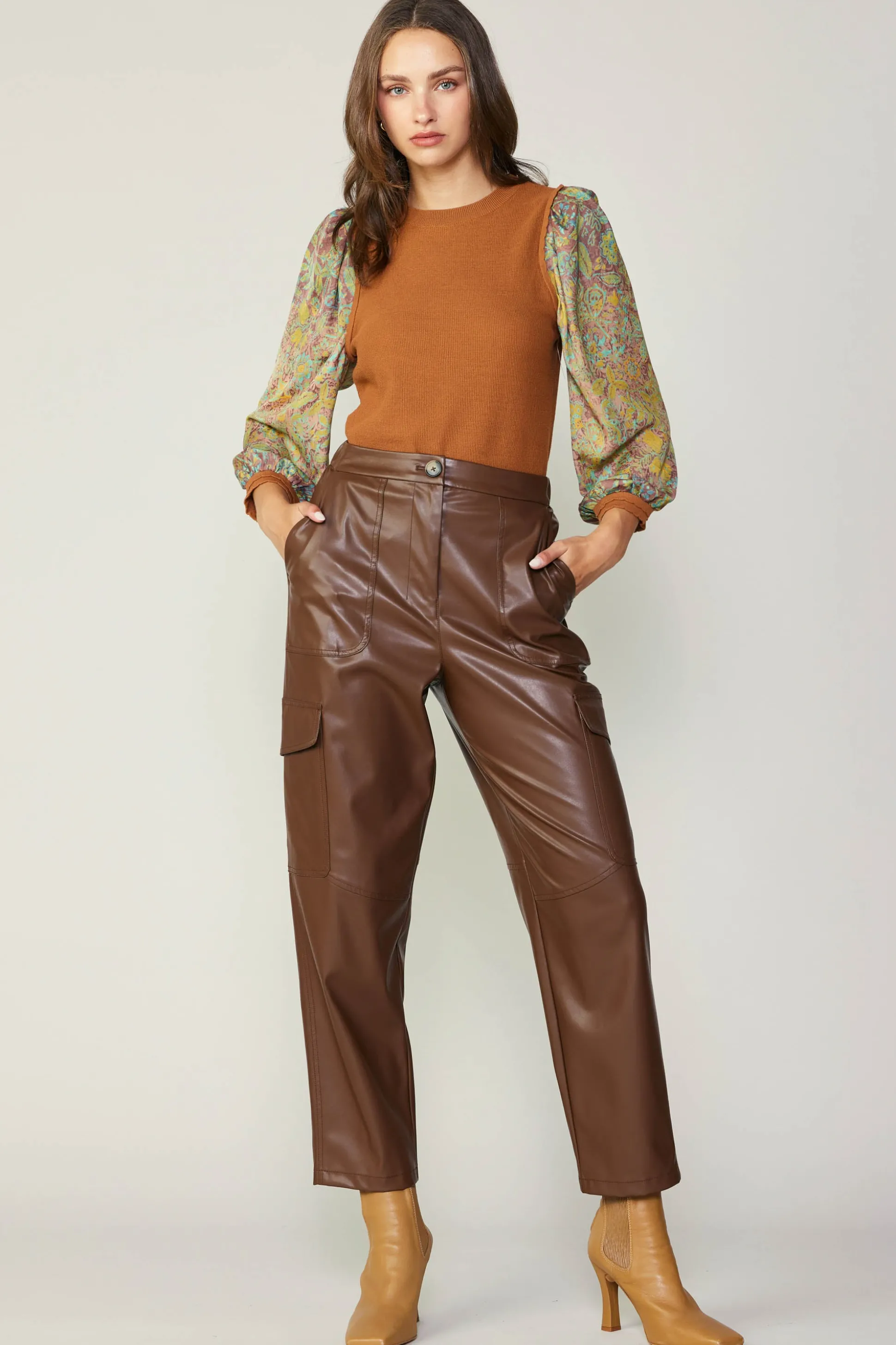 Contrast Sleeve Sweater Top<Current Air Hot