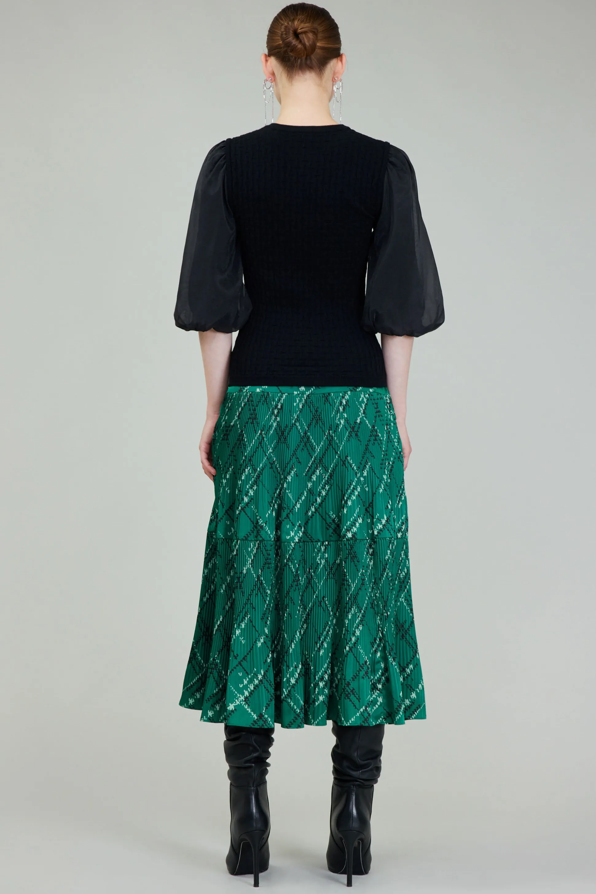 Contrast Sleeve Knit Blouse<Current Air Clearance