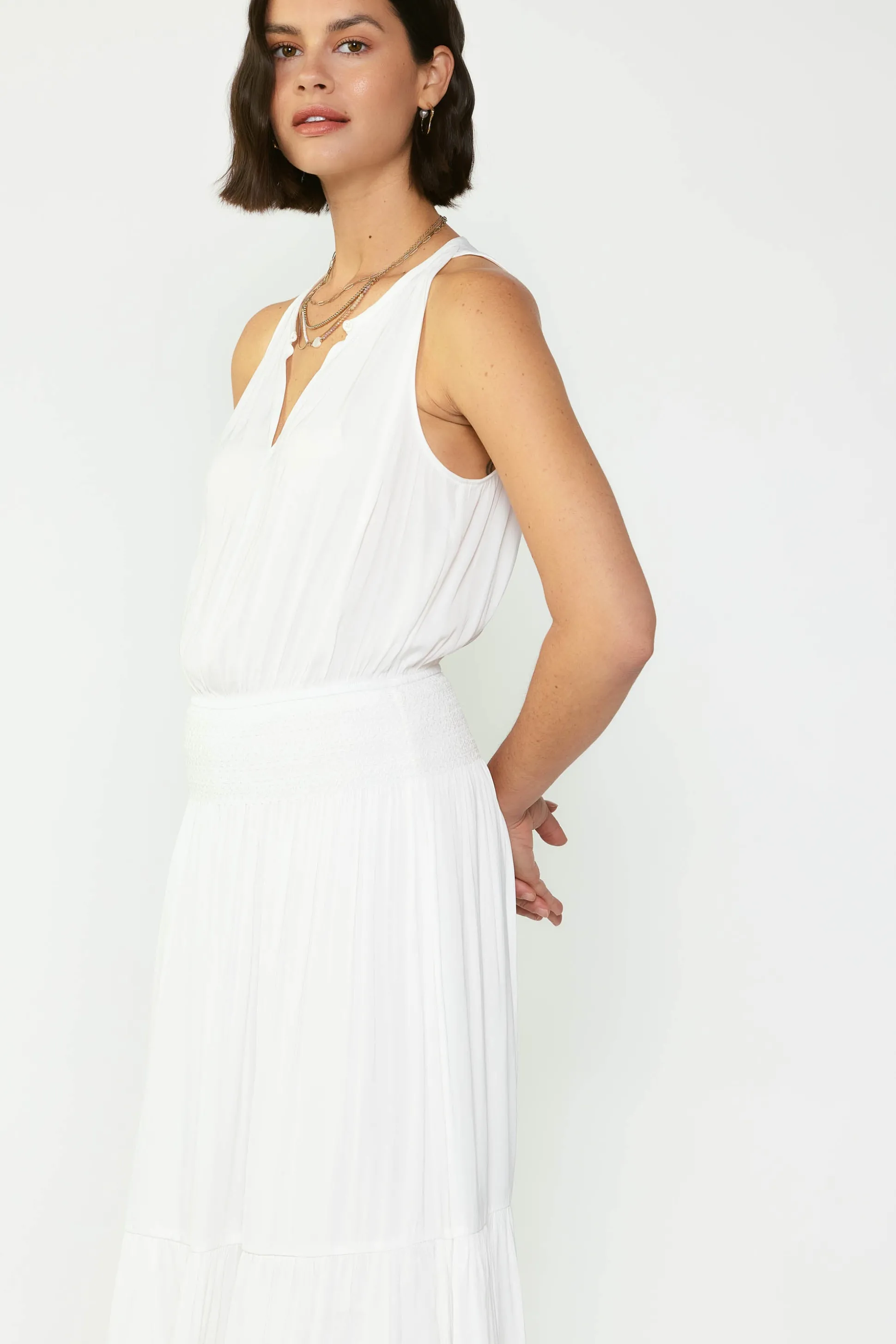 Smocked Waist Halter Midi Dress<Current Air Hot