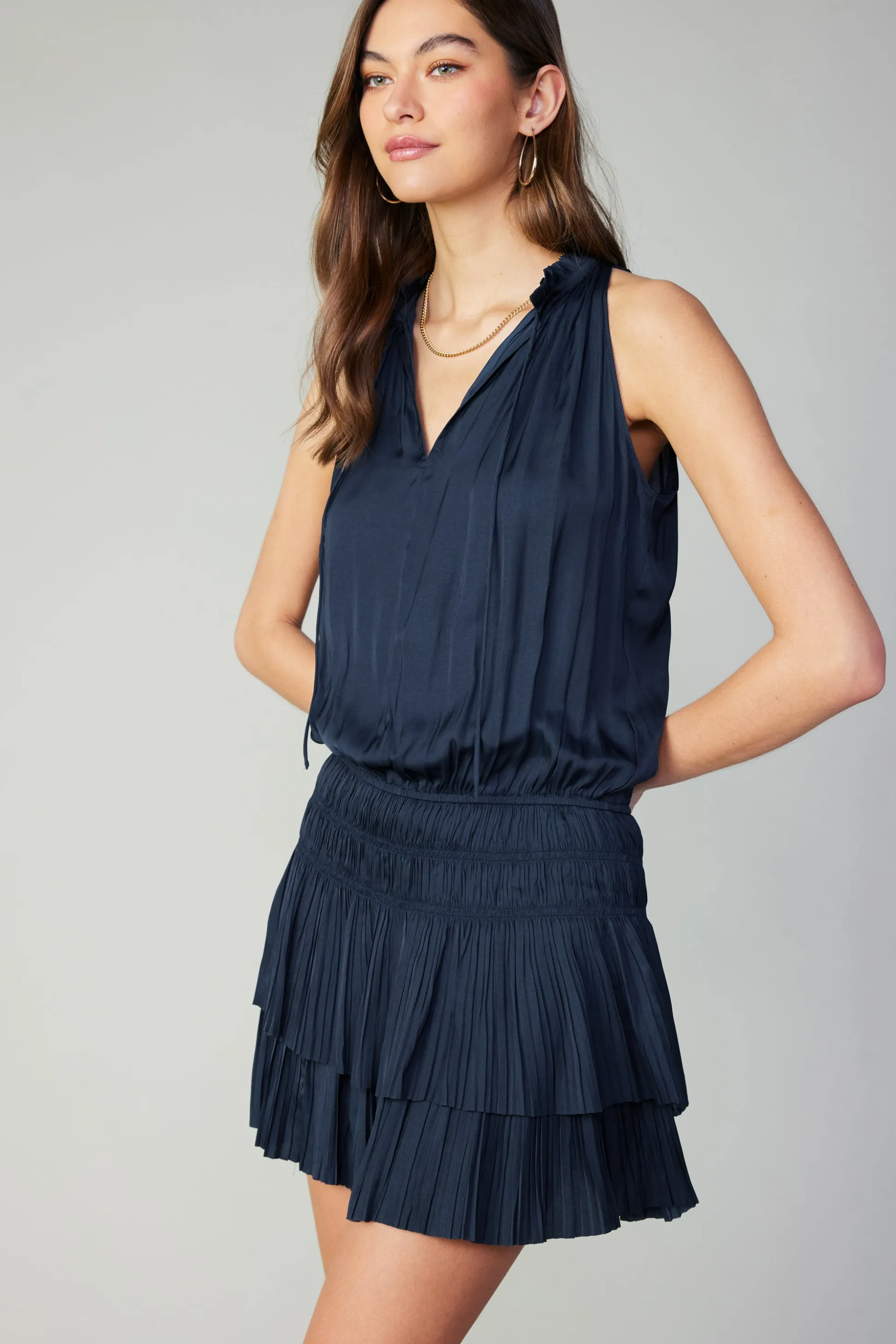 Cara Sleeveless Pleated Mini Dress<Current Air Sale