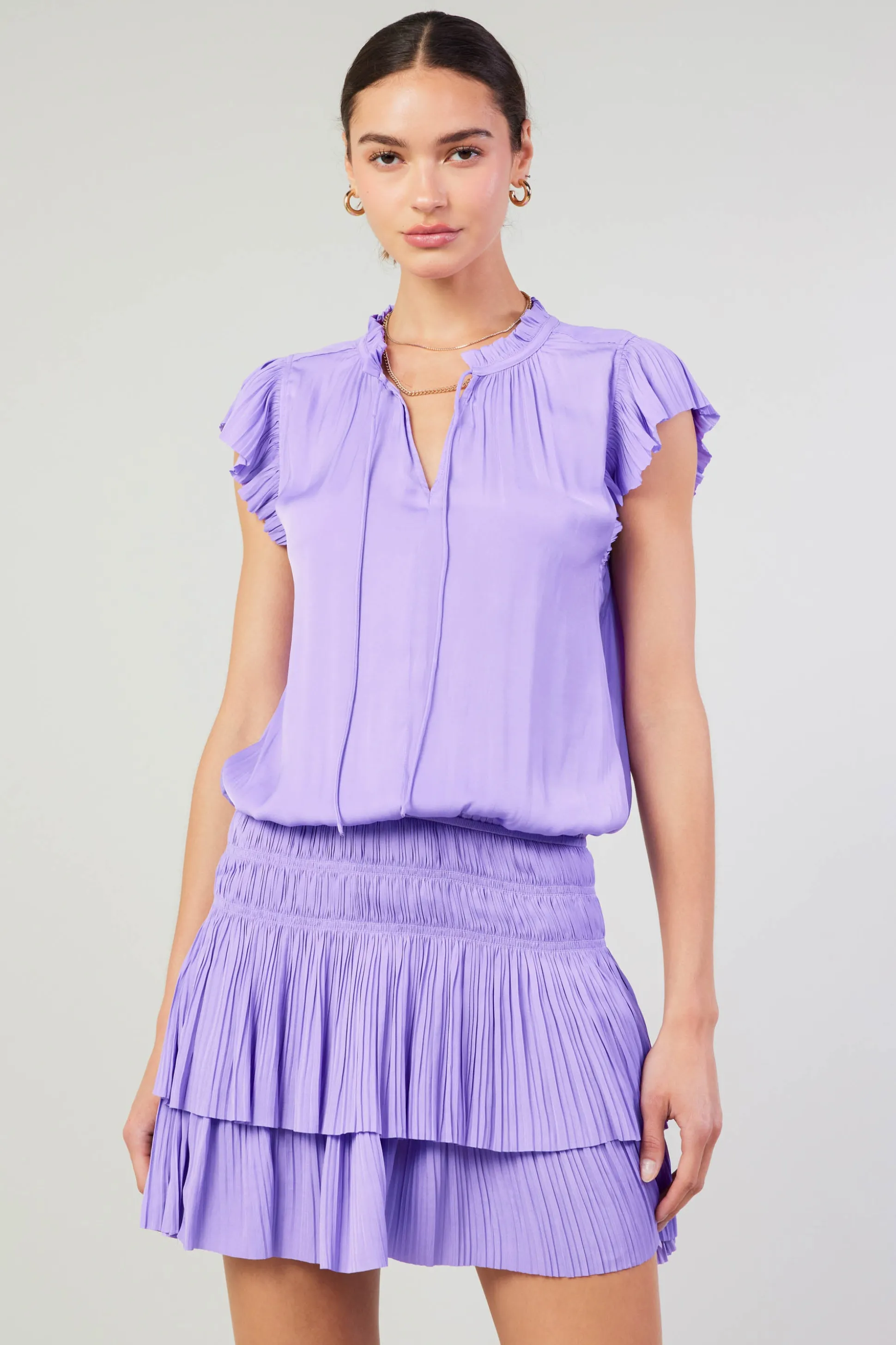 Zoey Pleated Mini Dress<Current Air Online