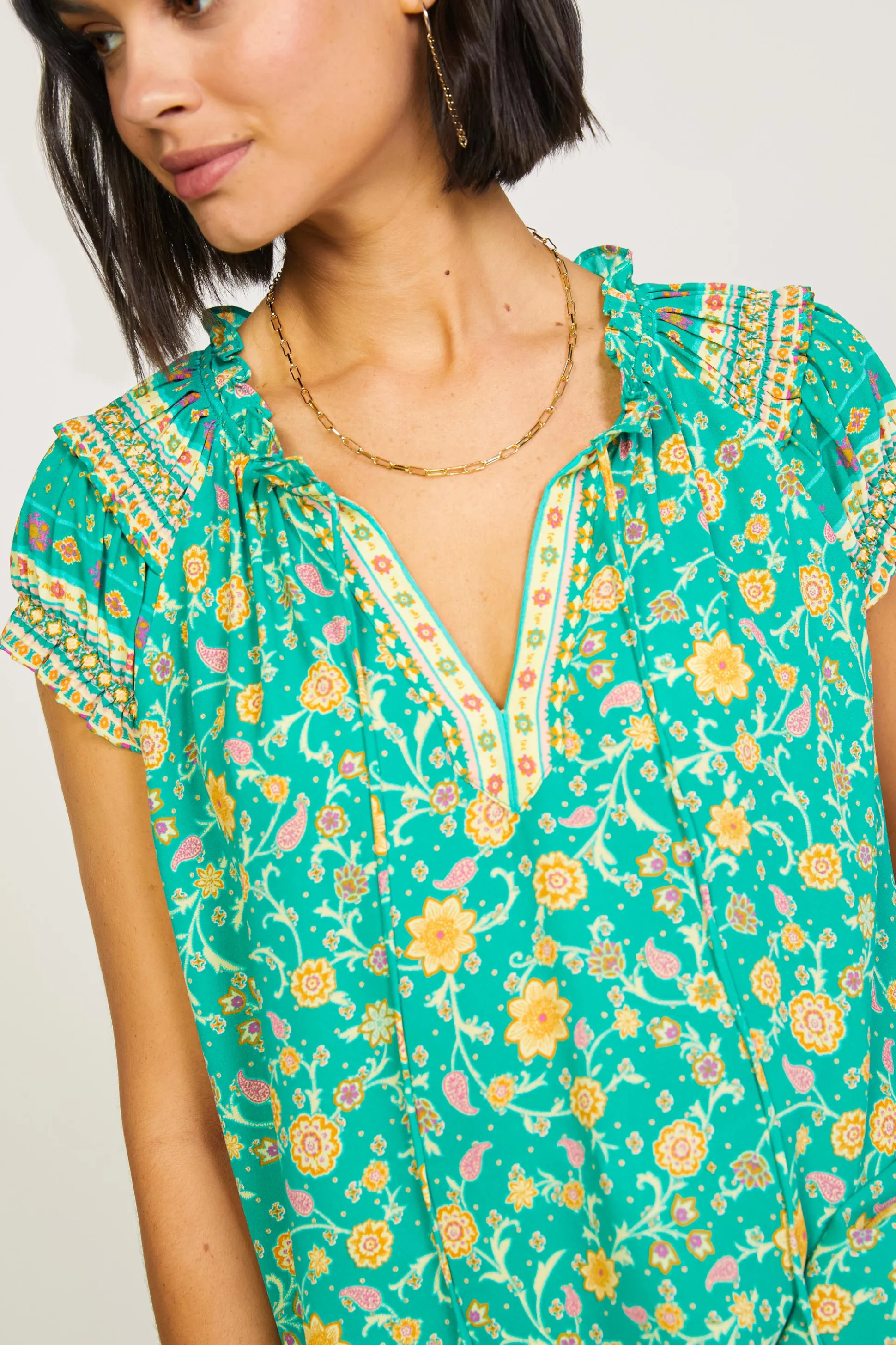Floral Border Print Top<Current Air Clearance