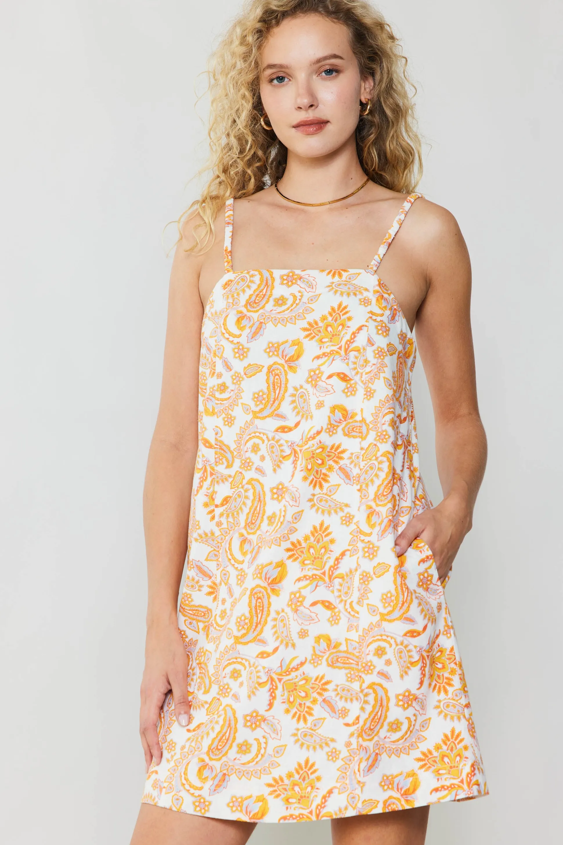 Paisley Printed Mini Dress<Current Air Sale