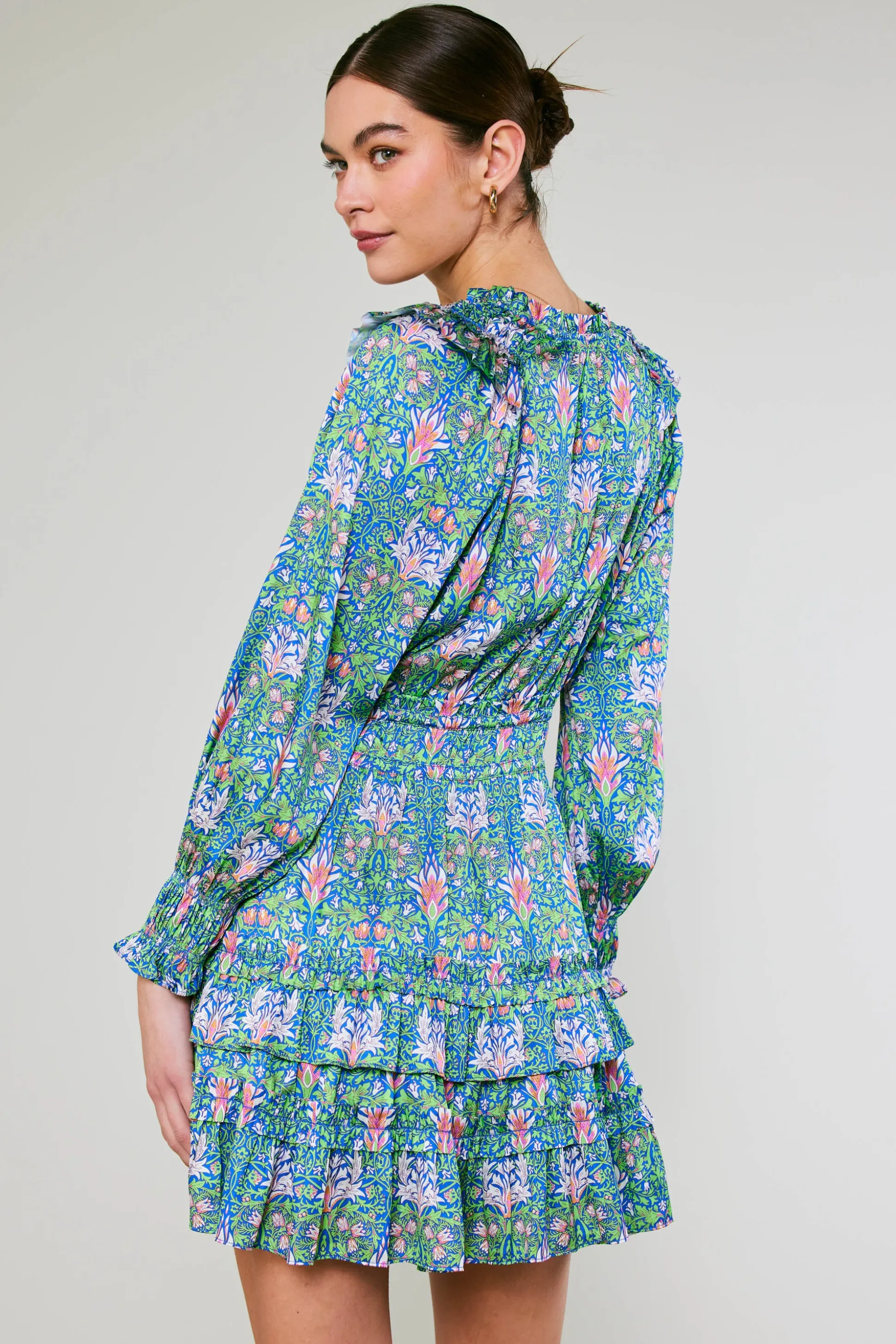 Ruffled Surplice Floral Mini Dress<Current Air Best