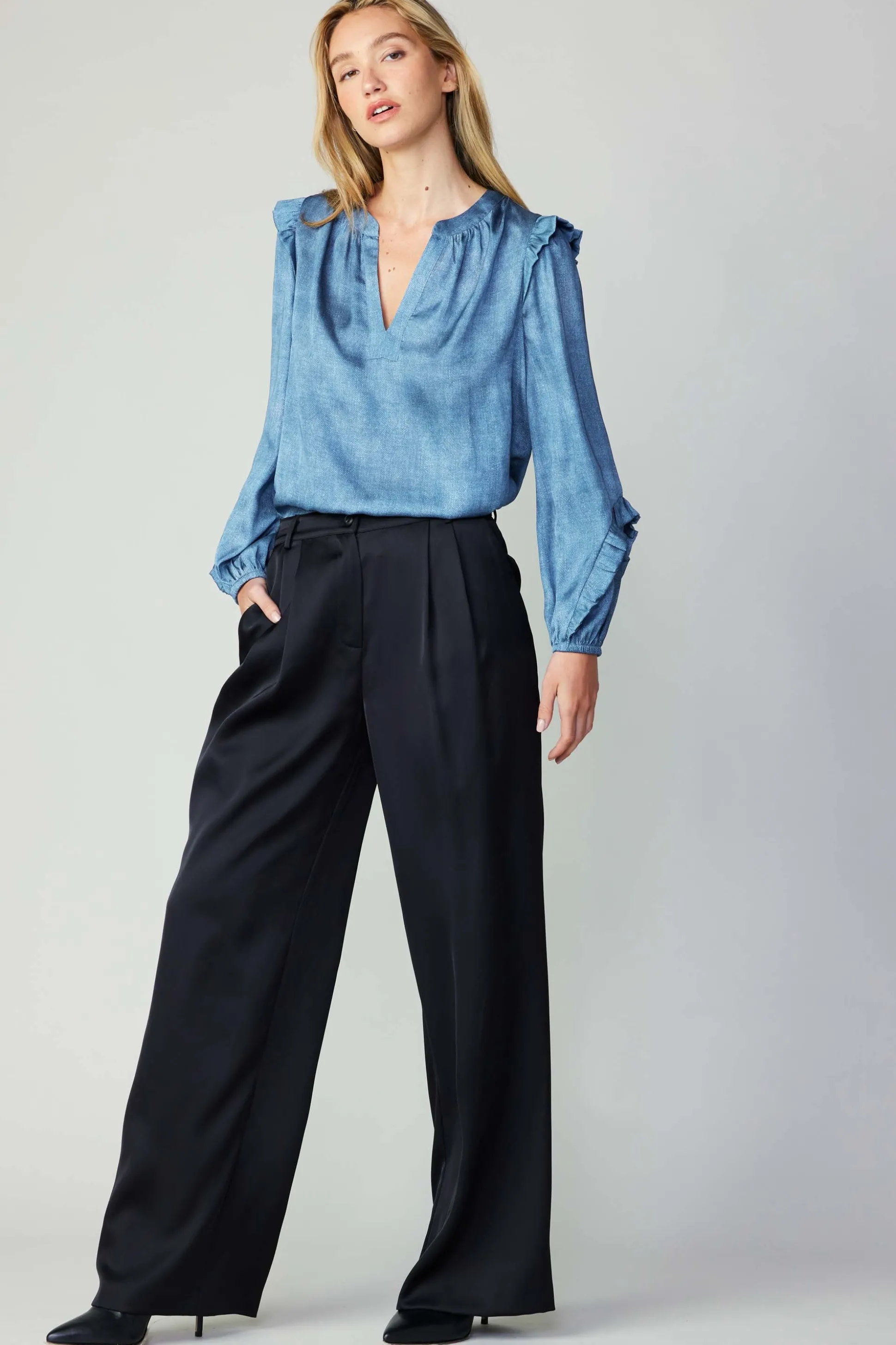 Silky Pintucked Trousers<Current Air New
