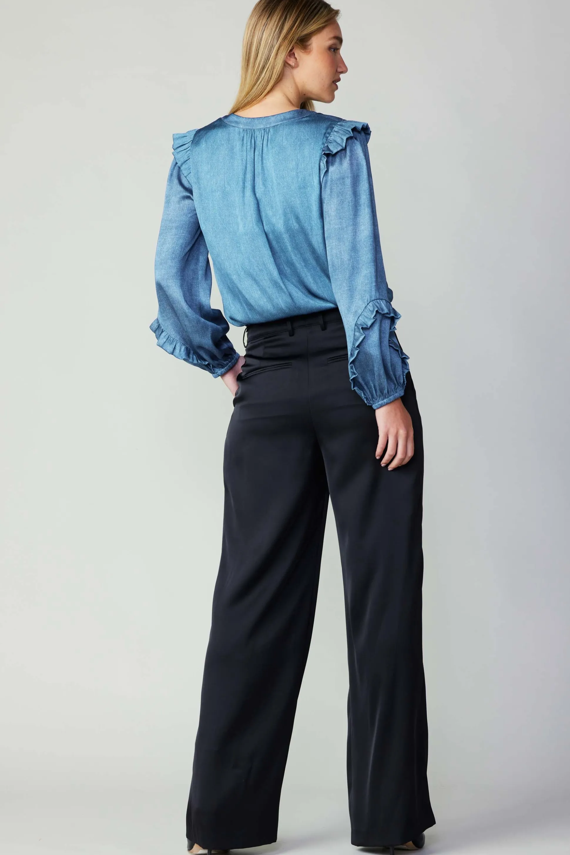 Silky Pintucked Trousers<Current Air New