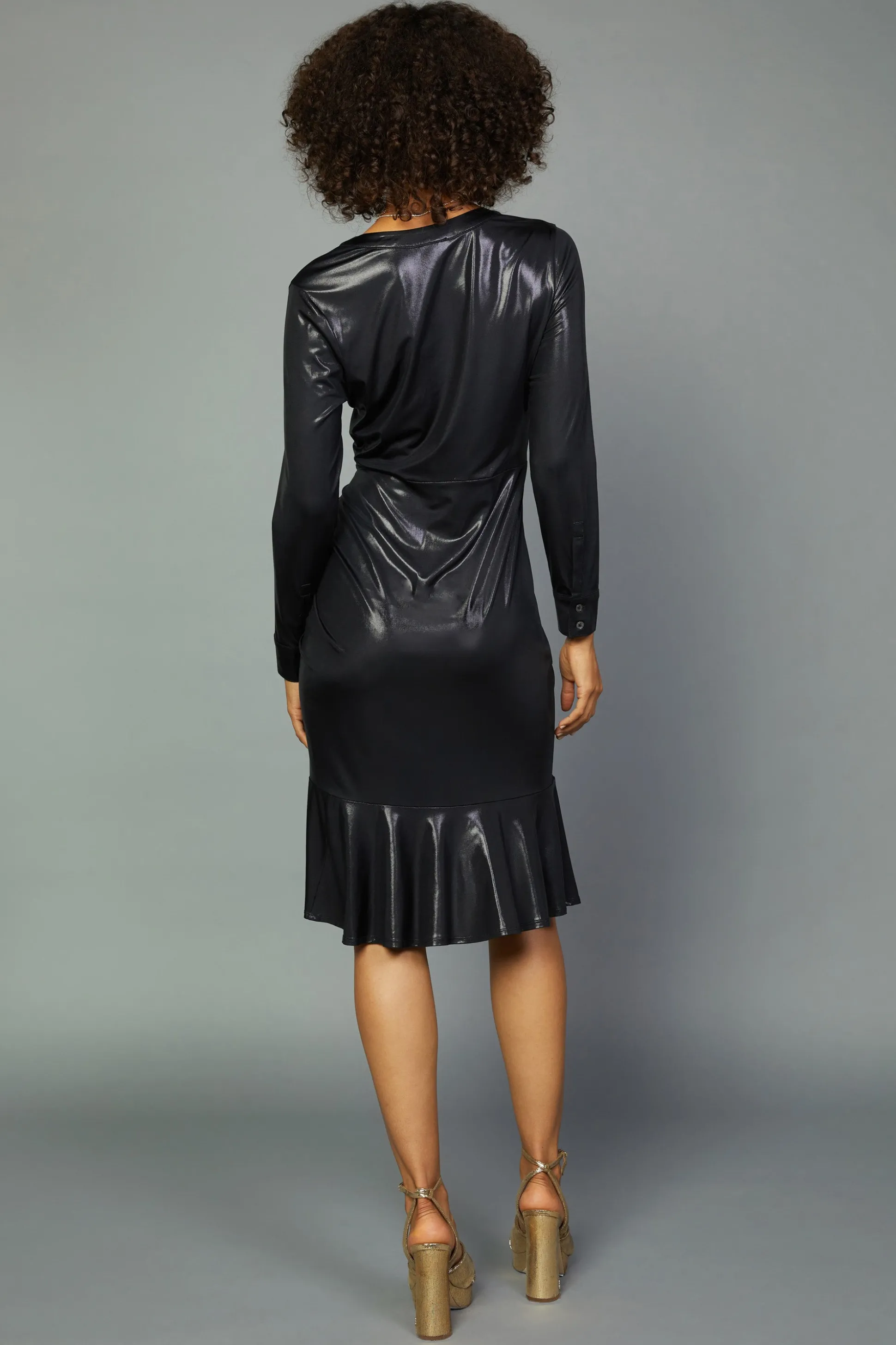 Asymmetrical Button Dress<Current Air New