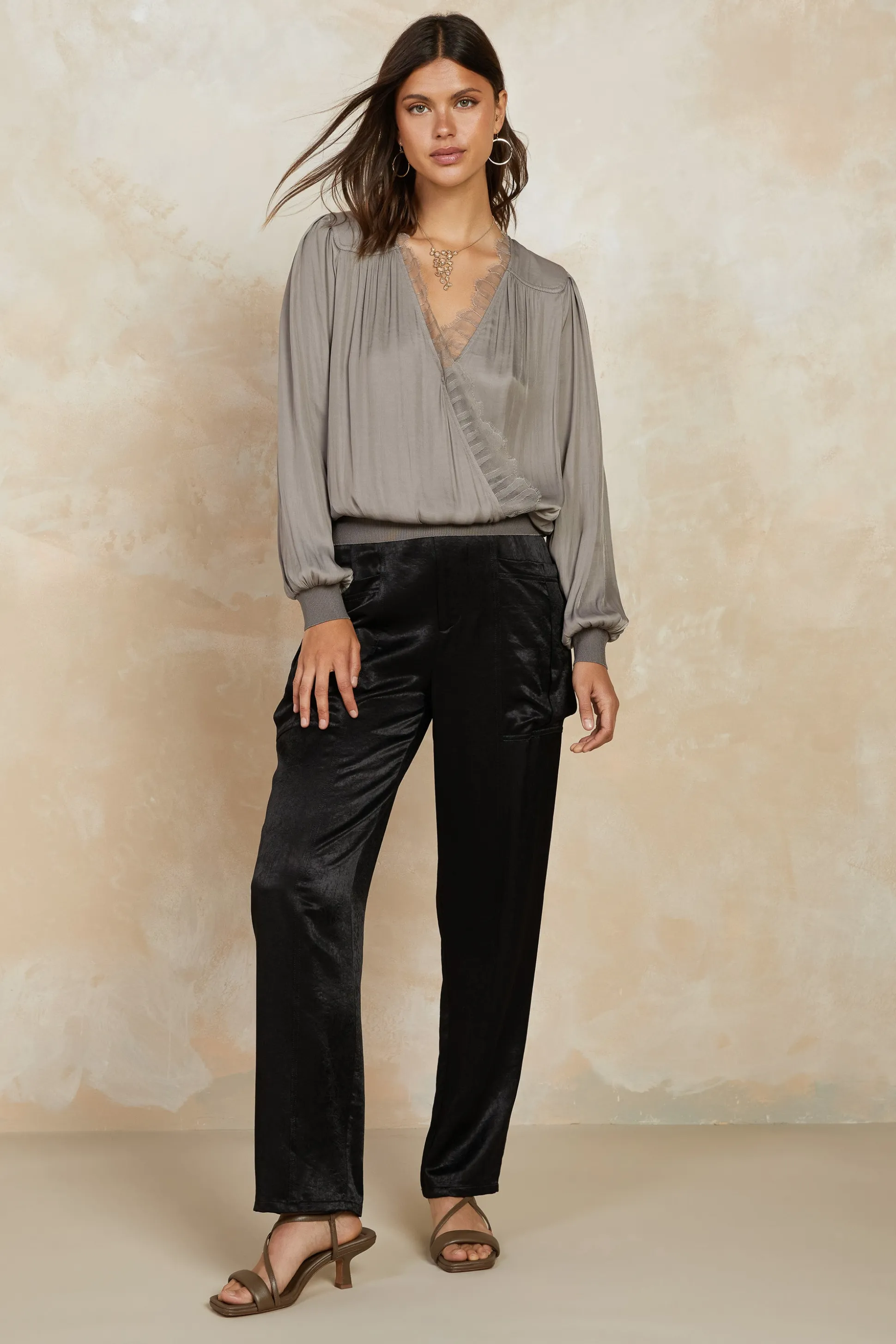 Satin Straight Leg Pants<Current Air Outlet