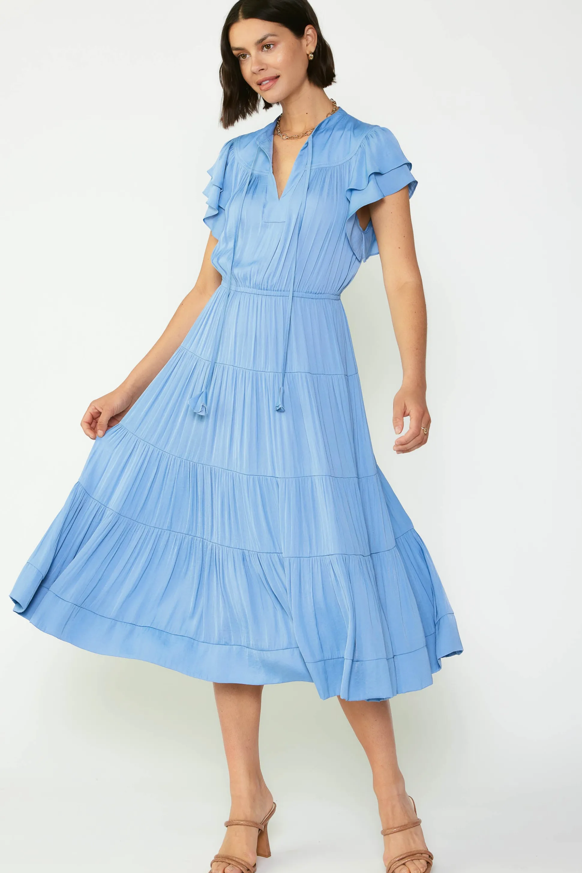 Everleigh Flutter Sleeve Midi Dress<Current Air Sale