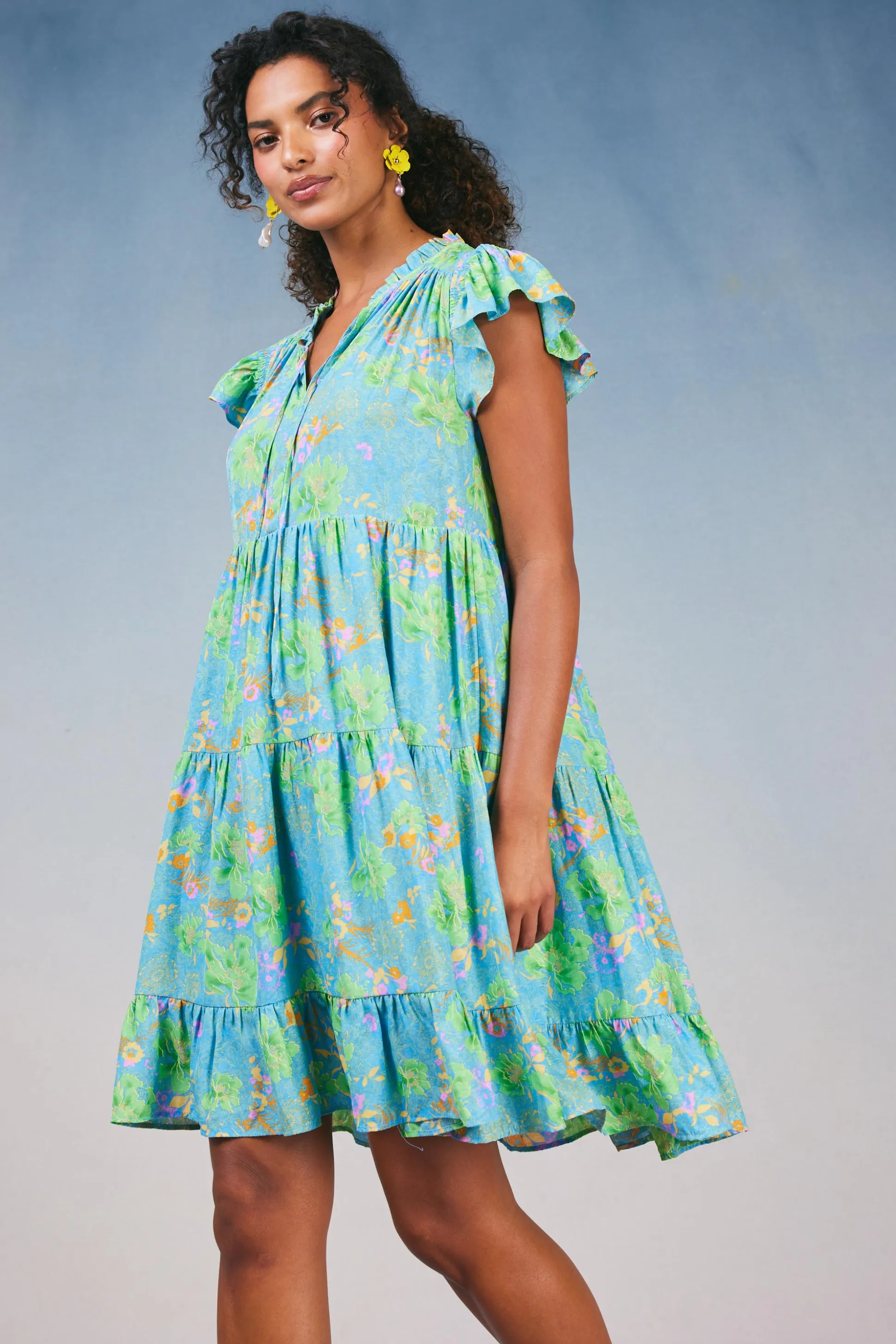 Floral Print Tiered Mini Dress<Current Air Outlet