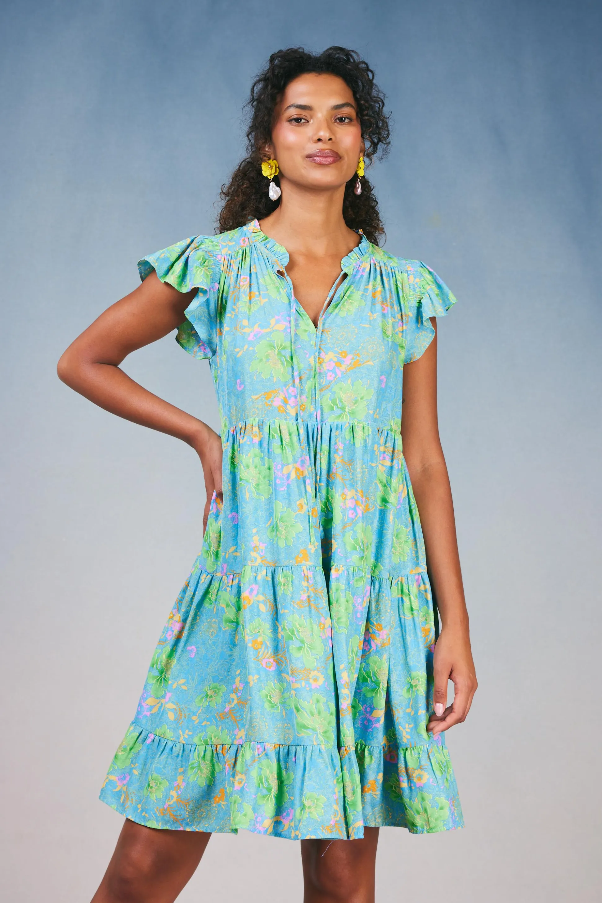 Floral Print Tiered Mini Dress<Current Air Outlet