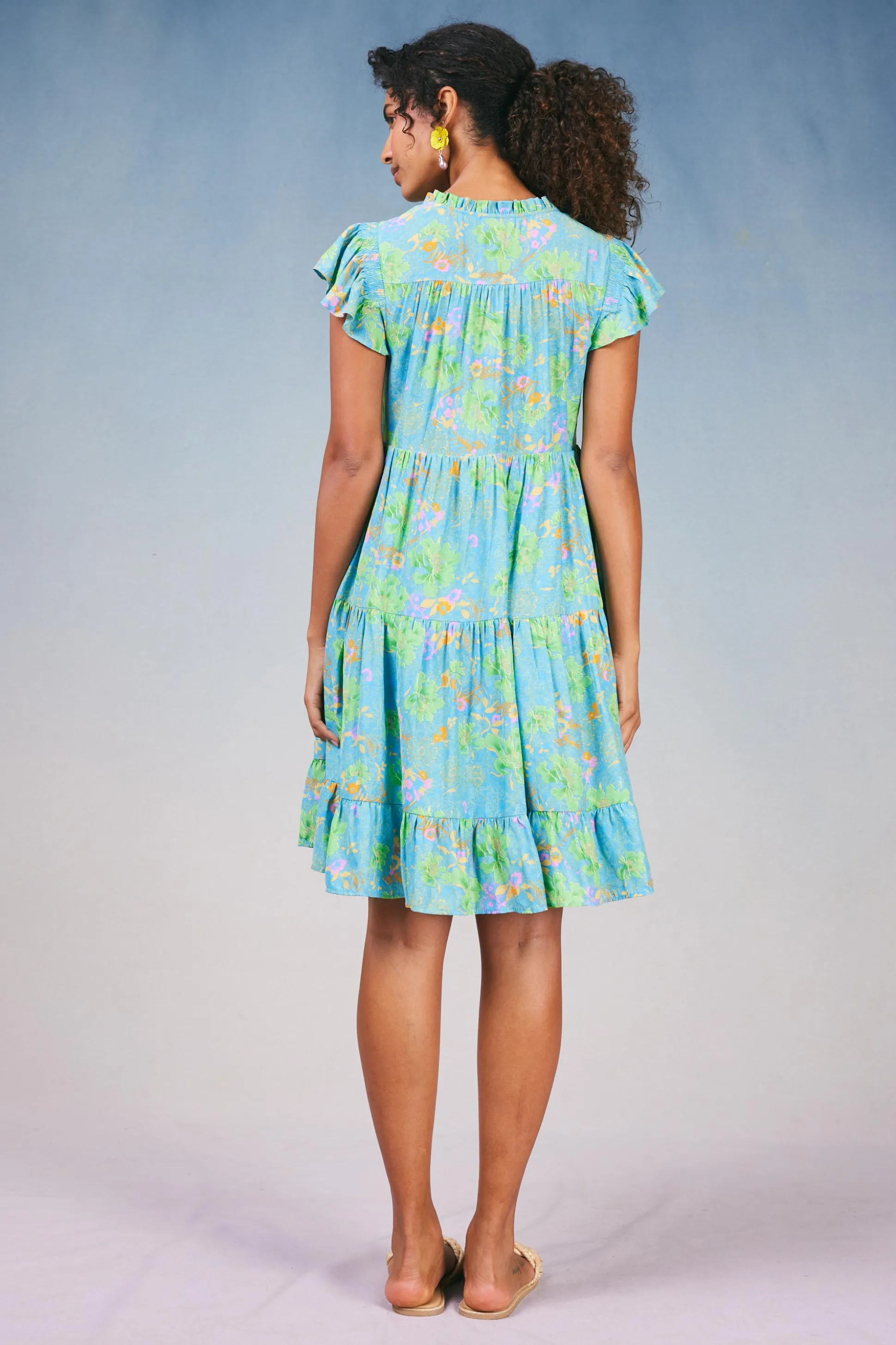 Floral Print Tiered Mini Dress<Current Air Outlet