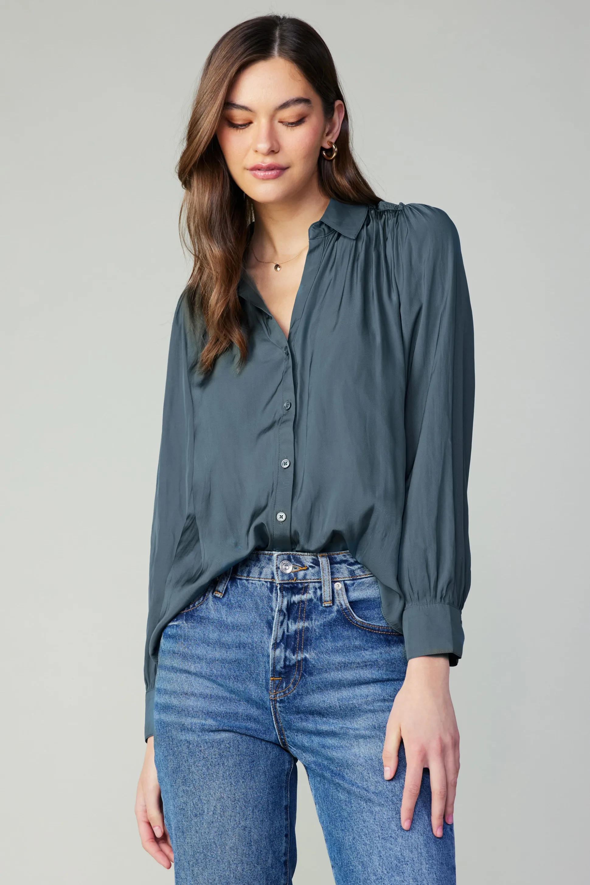 Split Neck Buttoned Shirt<Current Air Sale