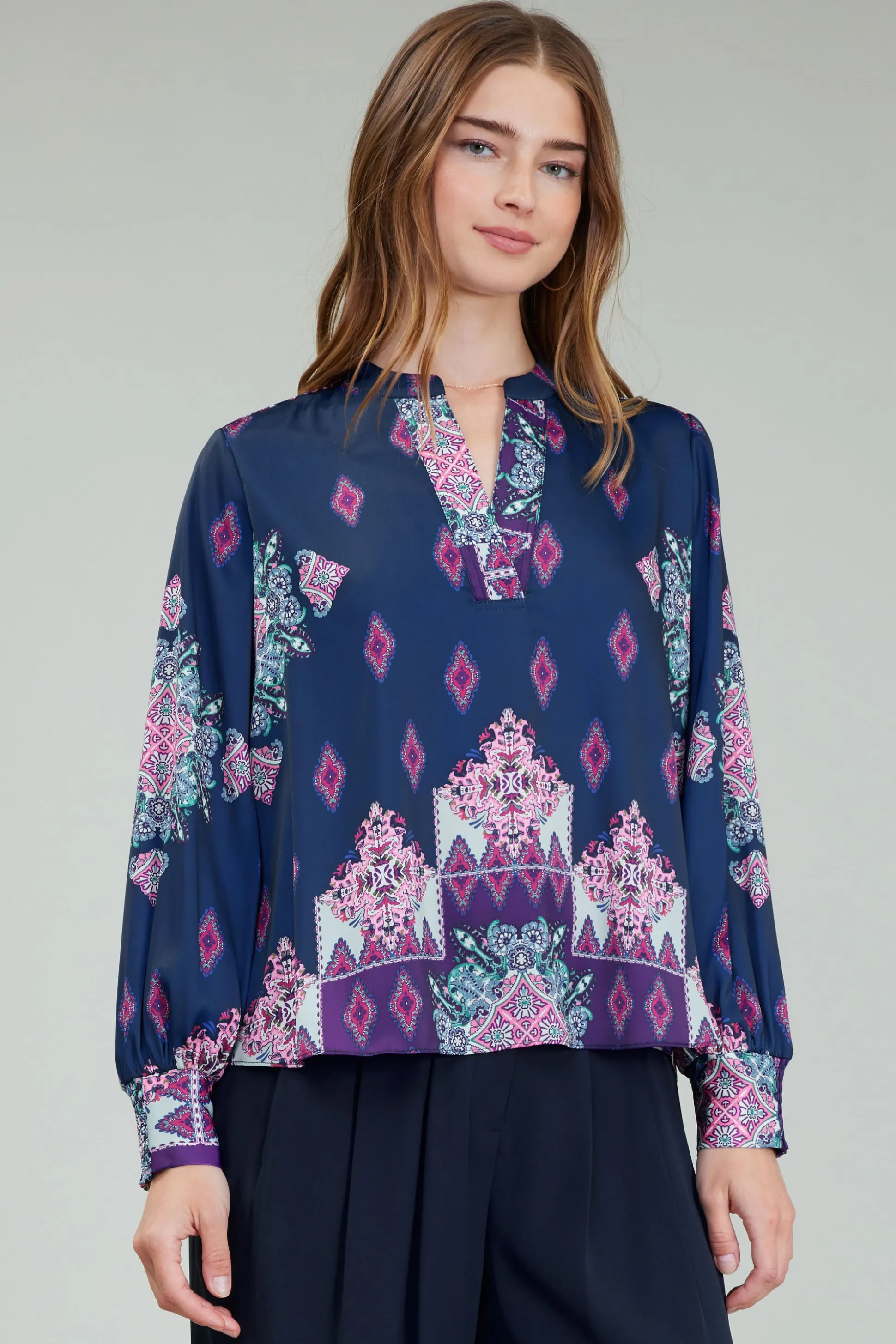 Ornate Border Print Blouse<Current Air Best