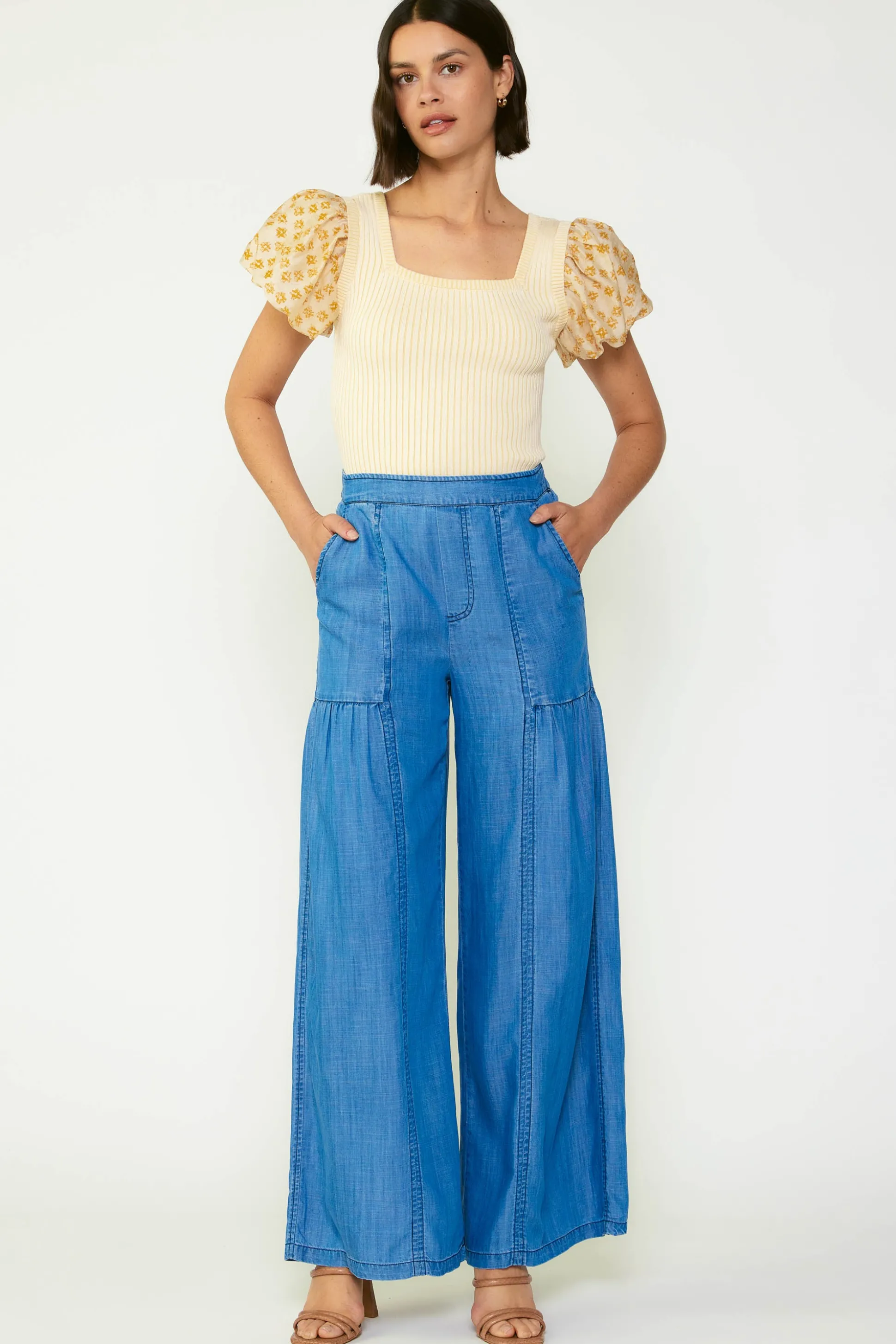 Wide Leg Tiered Pants<Current Air Clearance