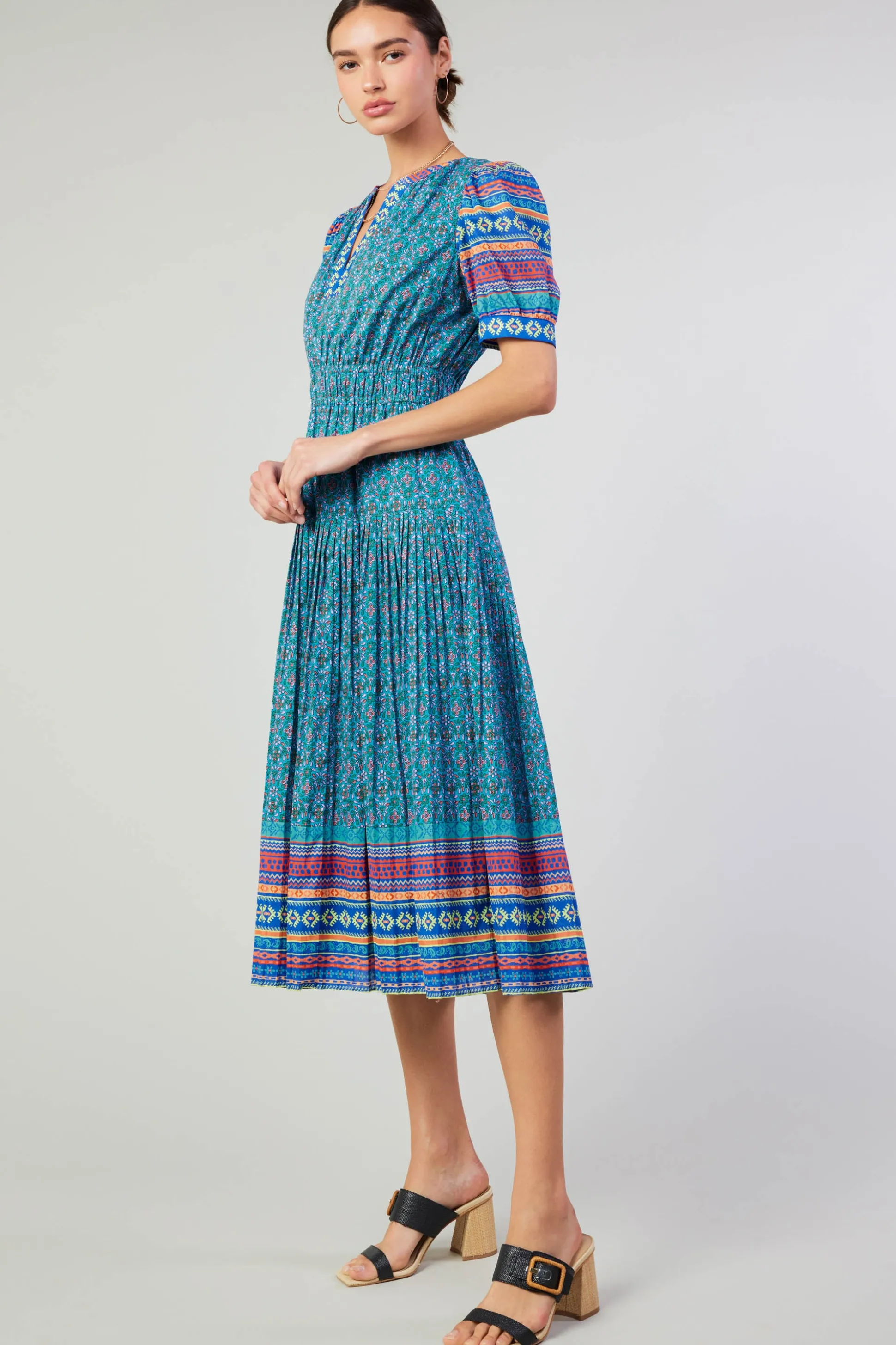 Floral Bohemian Midi Dress<Current Air Sale