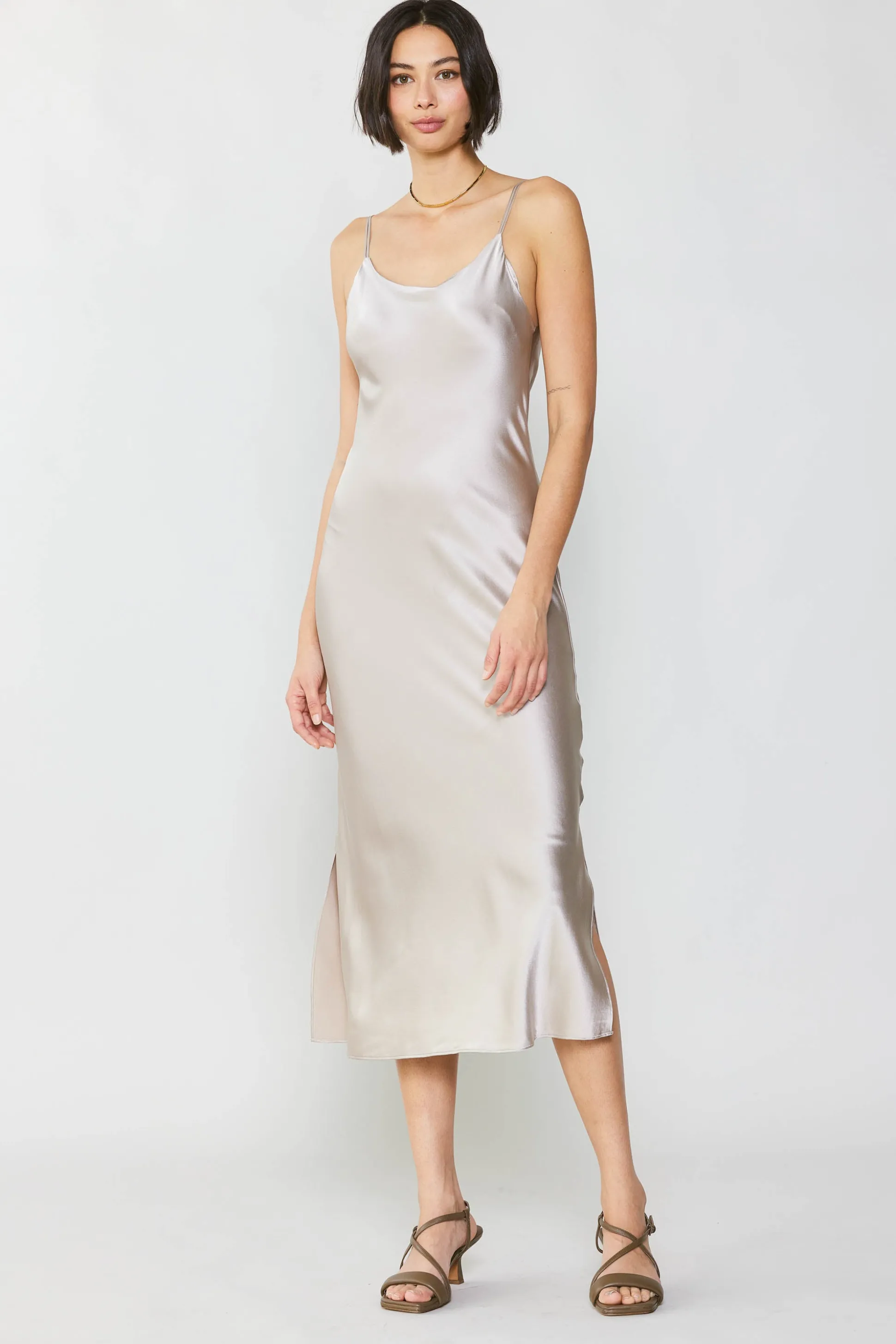 Silk Bias Midi Dress<Current Air Hot
