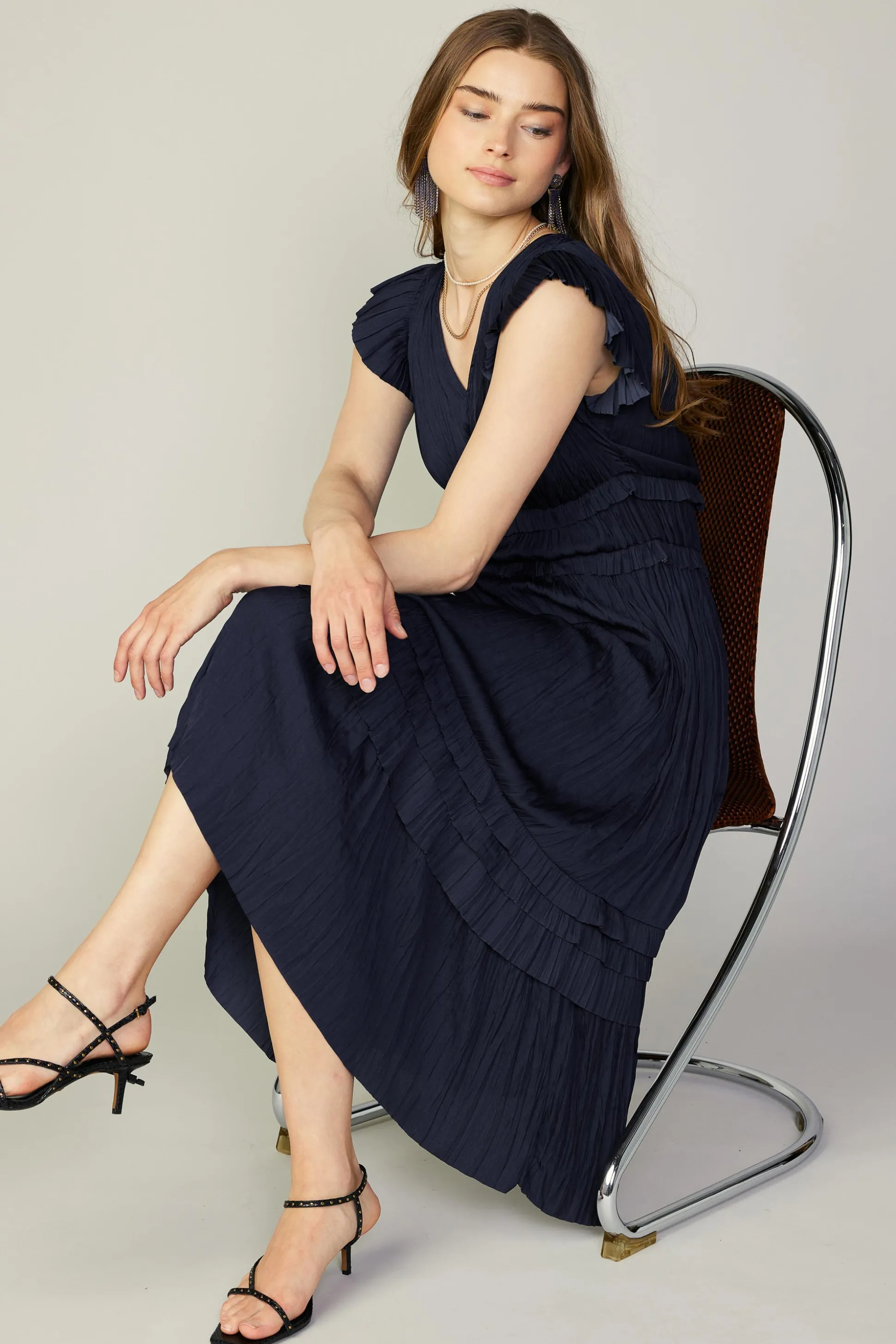 Sereia Pleated Midi Dress<Current Air Best