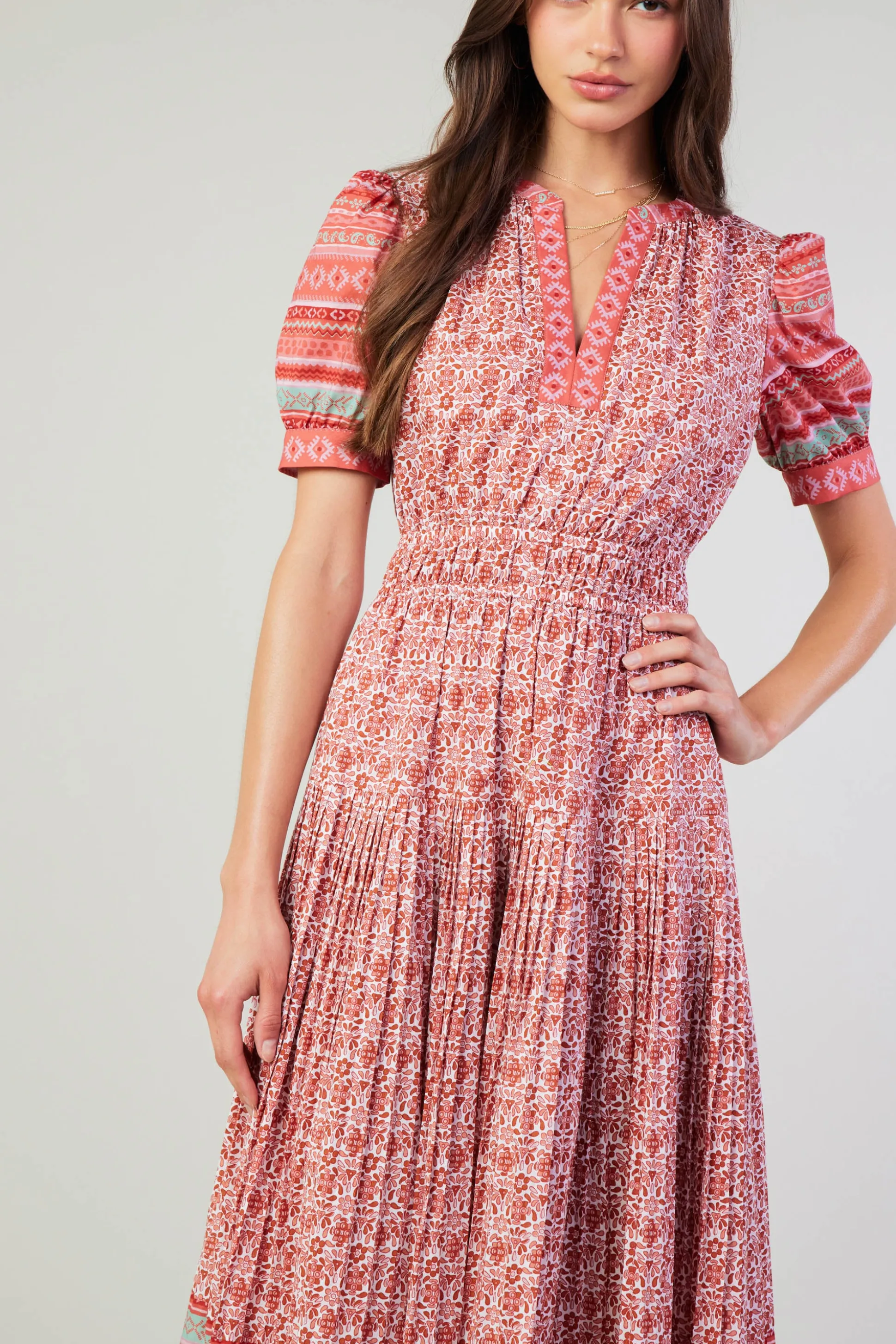 Floral Bohemian Midi Dress<Current Air Sale