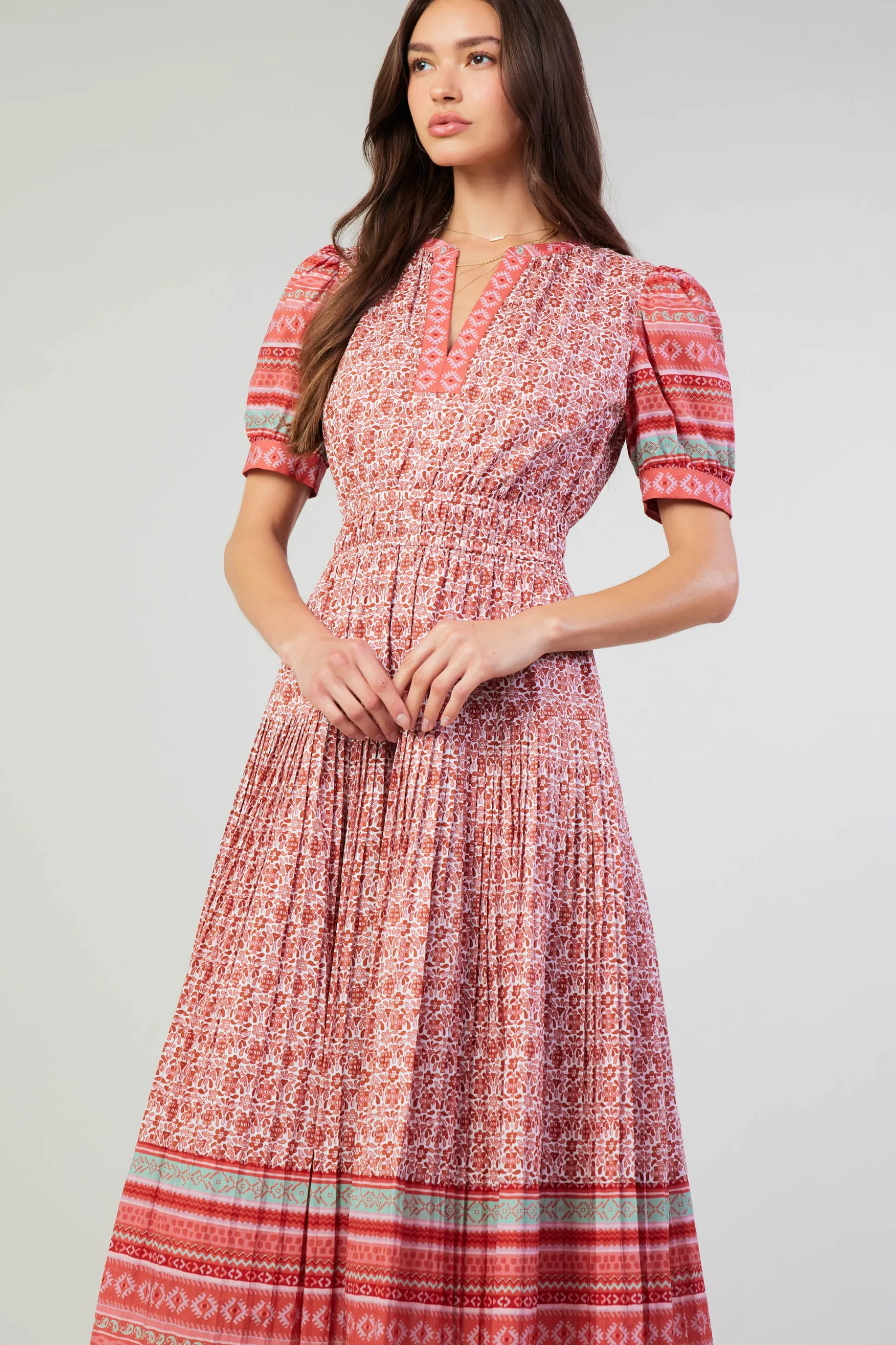 Floral Bohemian Midi Dress<Current Air Sale