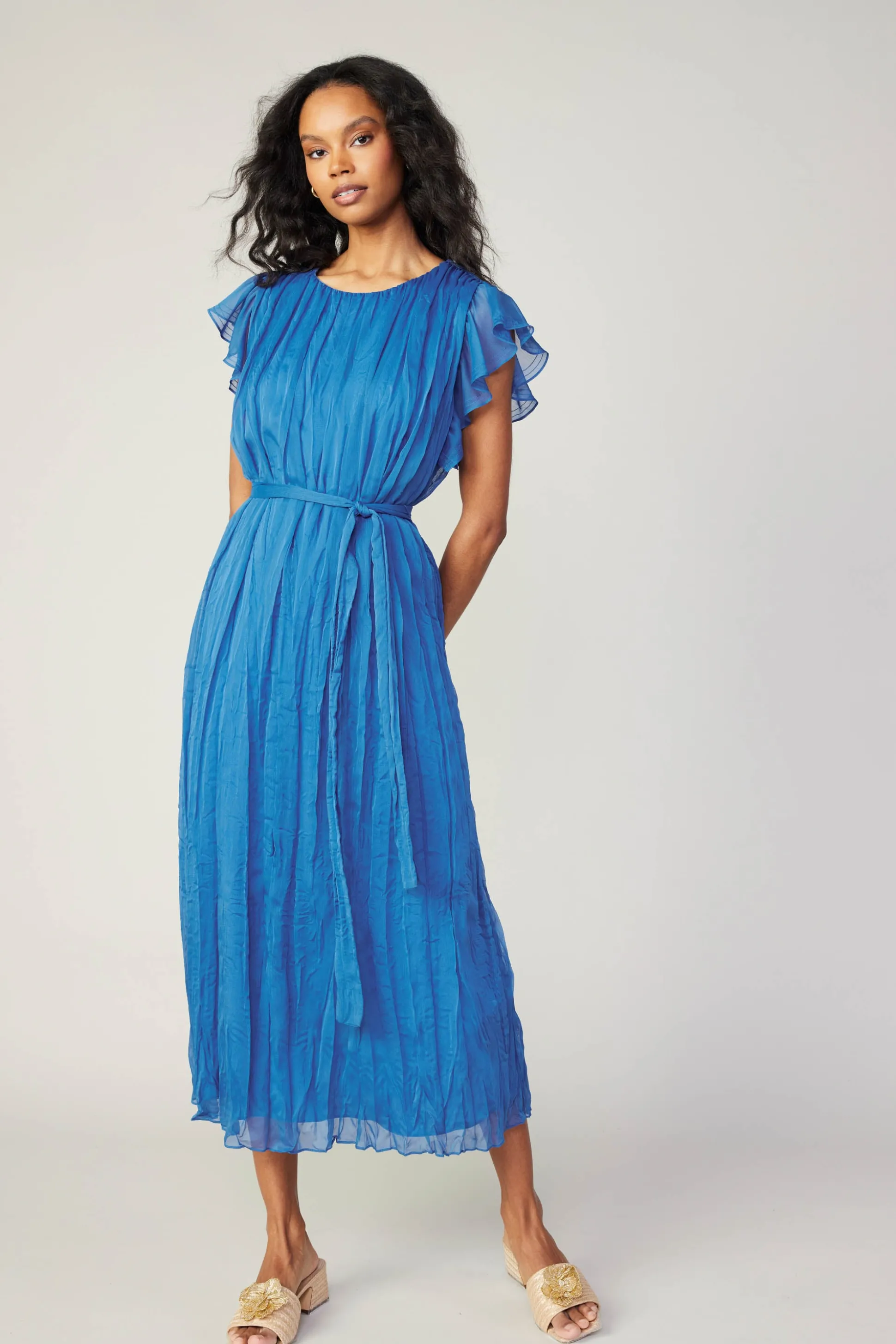 Crinkled Texture Flutter Dress<Current Air Sale