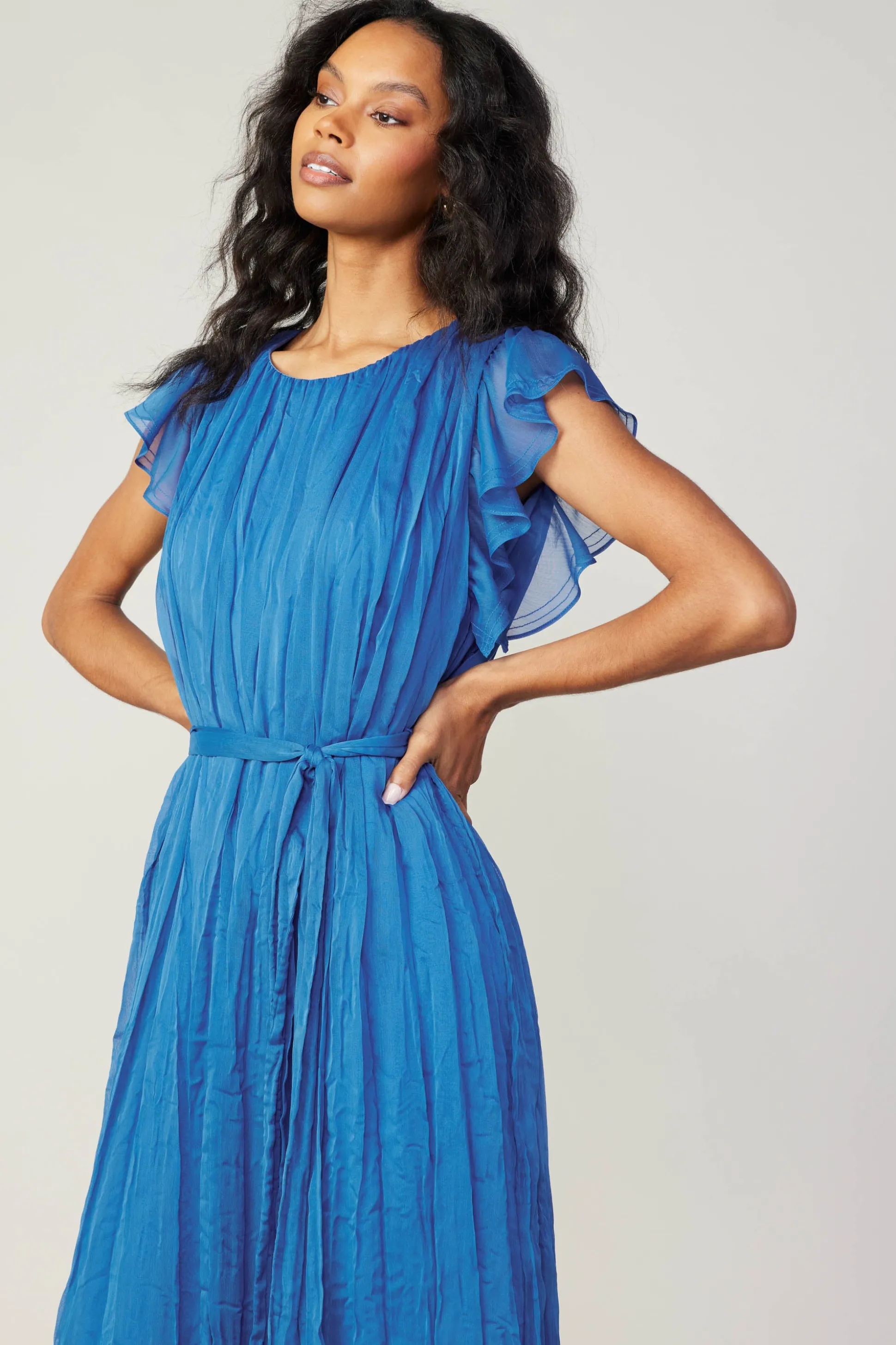 Crinkled Texture Flutter Dress<Current Air Sale