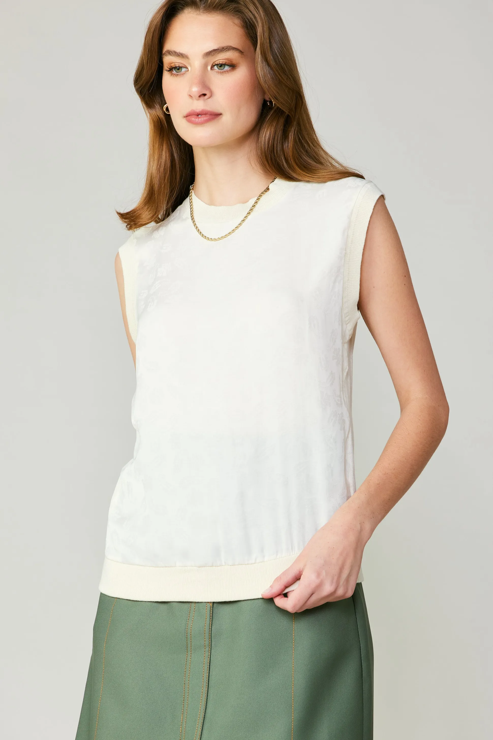 Contrast Crewneck Top<Current Air Best