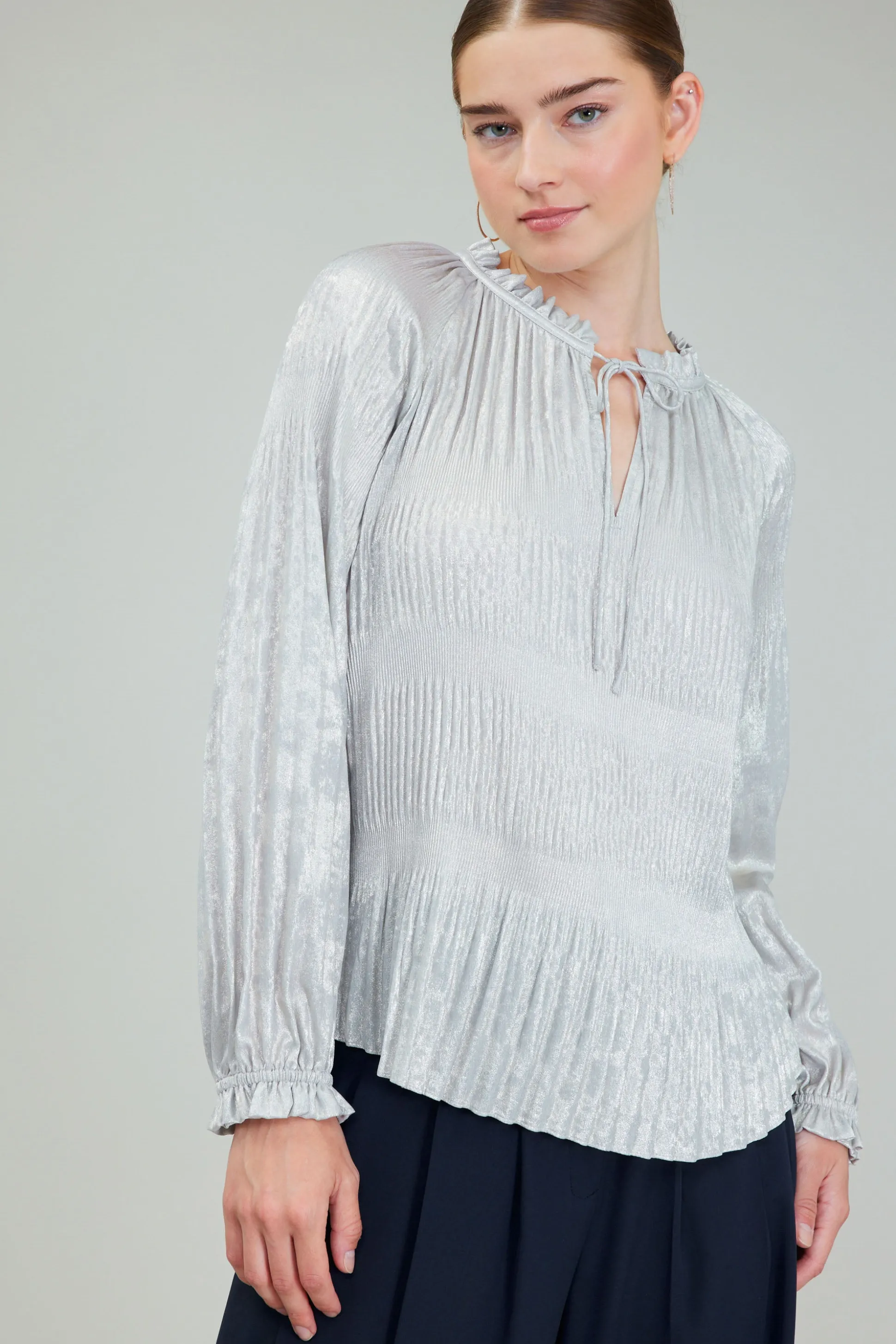 Opalescent Pleated Blouse<Current Air Discount
