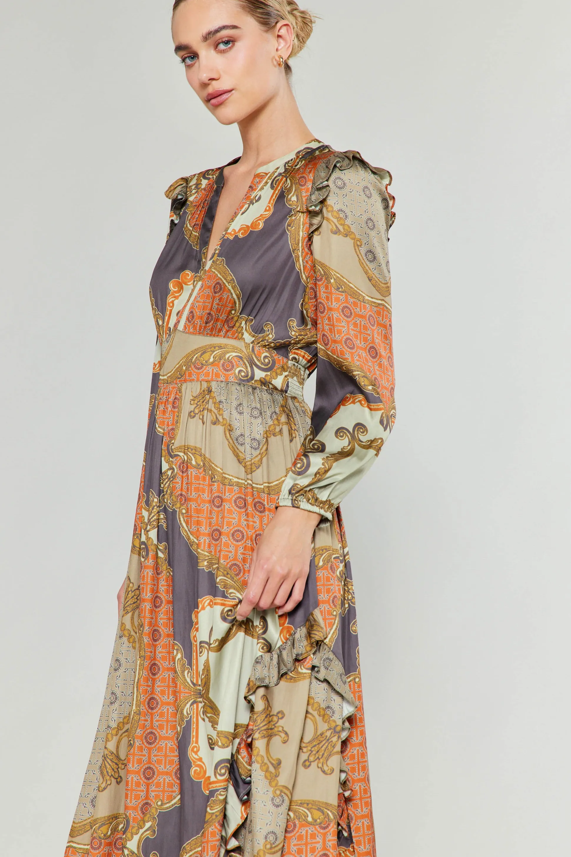 Emmaline Ruffled Midi Dress<Current Air Hot