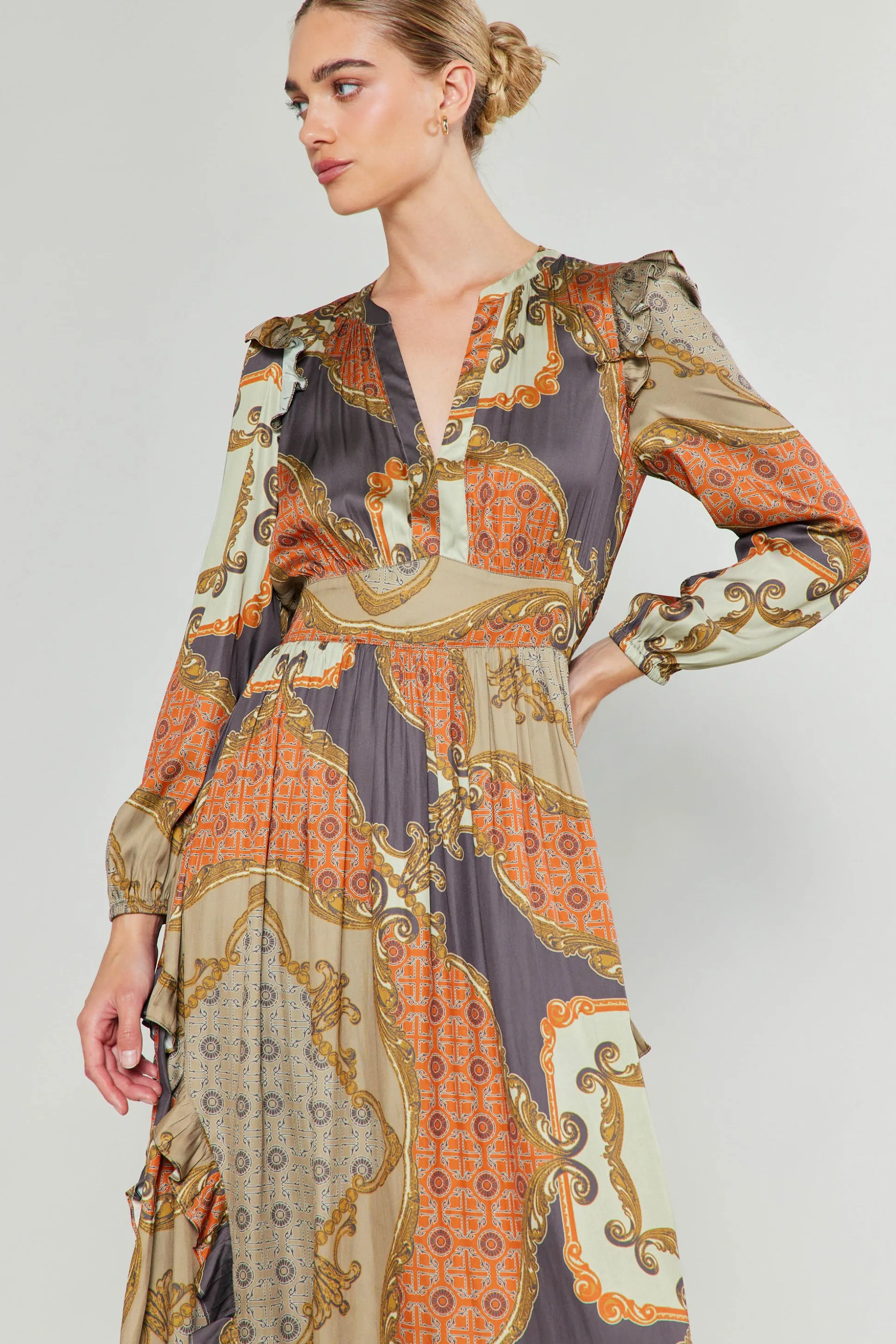 Emmaline Ruffled Midi Dress<Current Air Hot