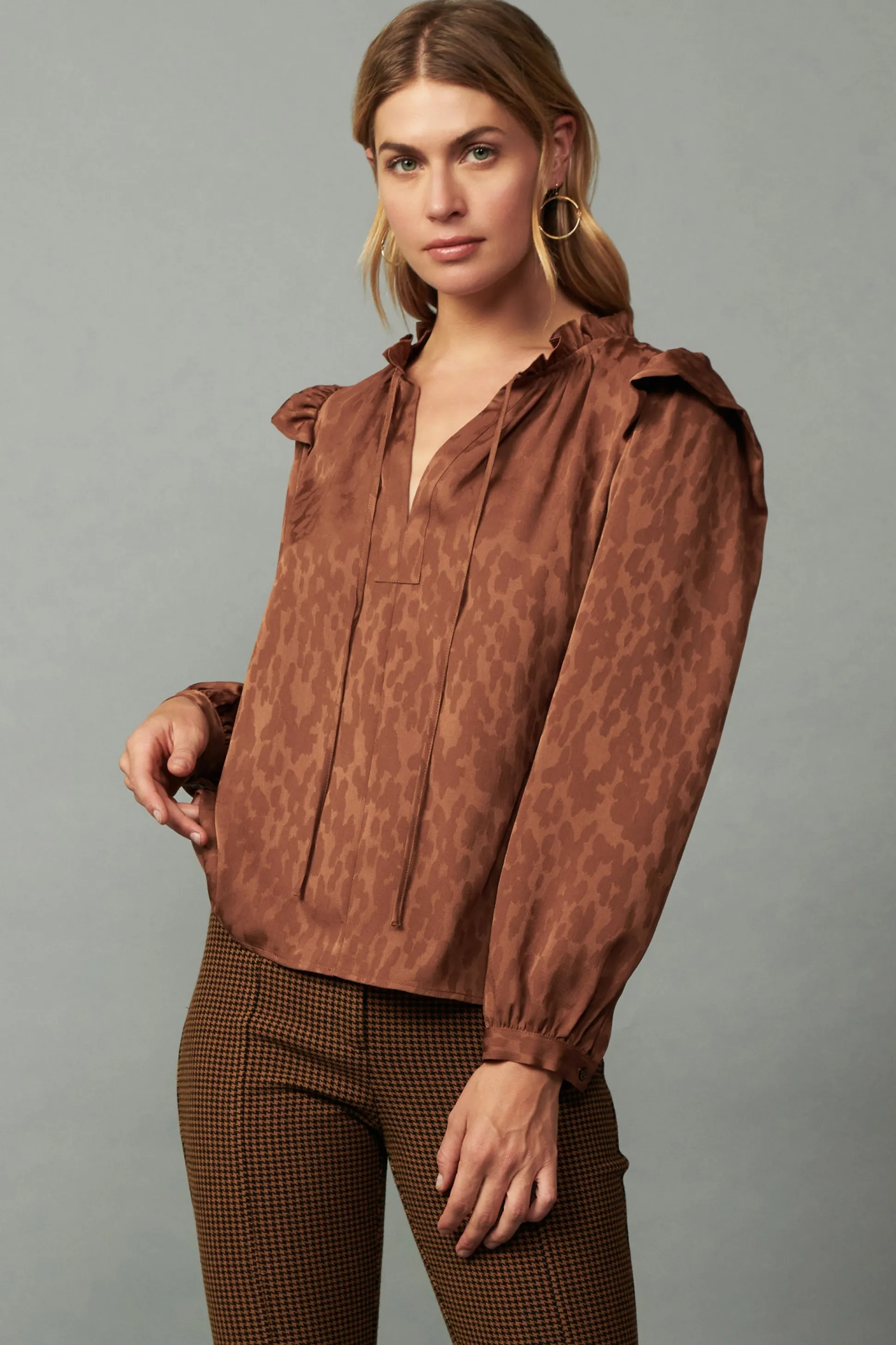 Autumn Puff Sleeve Blouse<Current Air Hot
