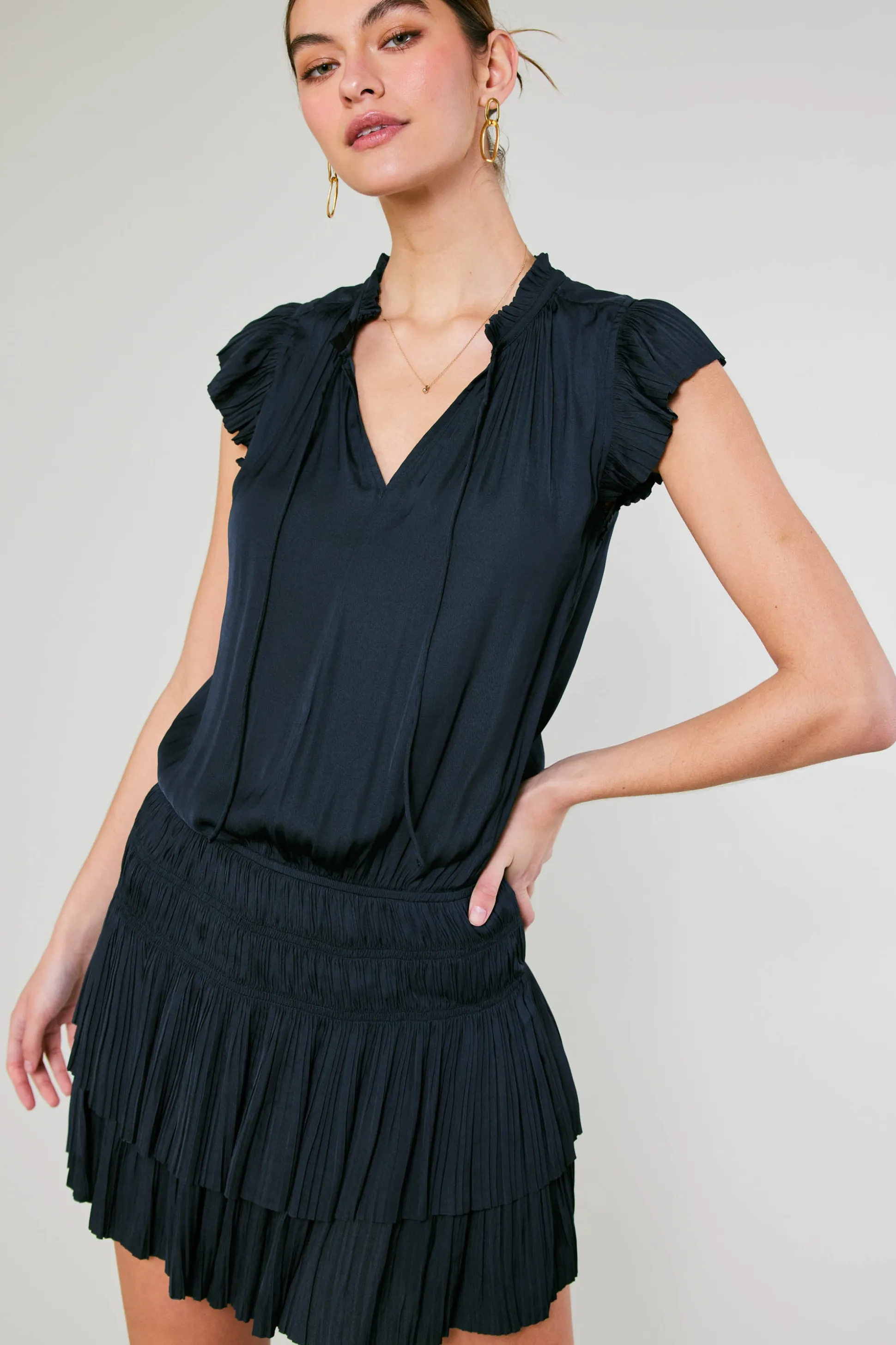 Zoey Pleated Mini Dress<Current Air New
