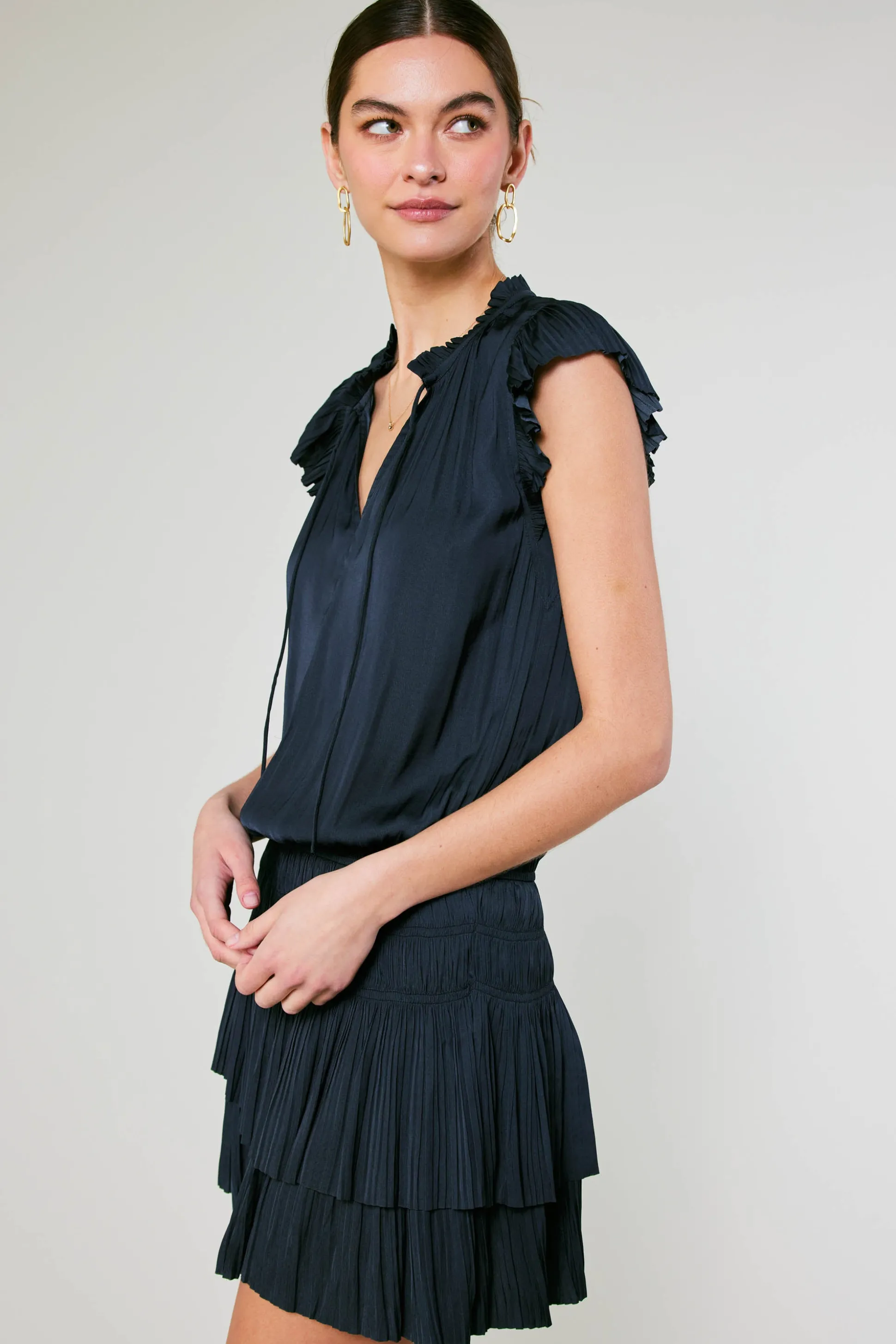 Zoey Pleated Mini Dress<Current Air New