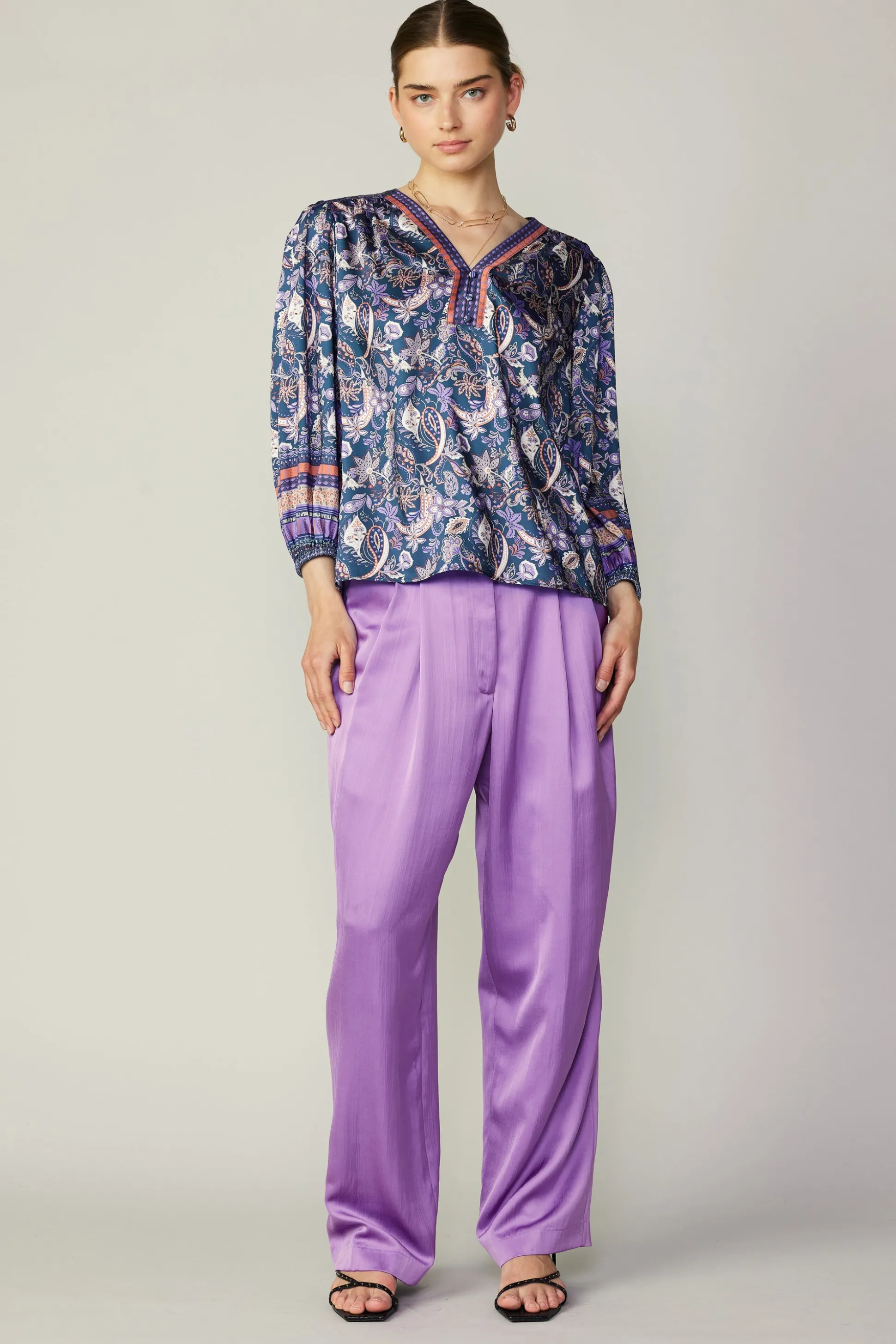 Border Print Paisley Top<Current Air Hot