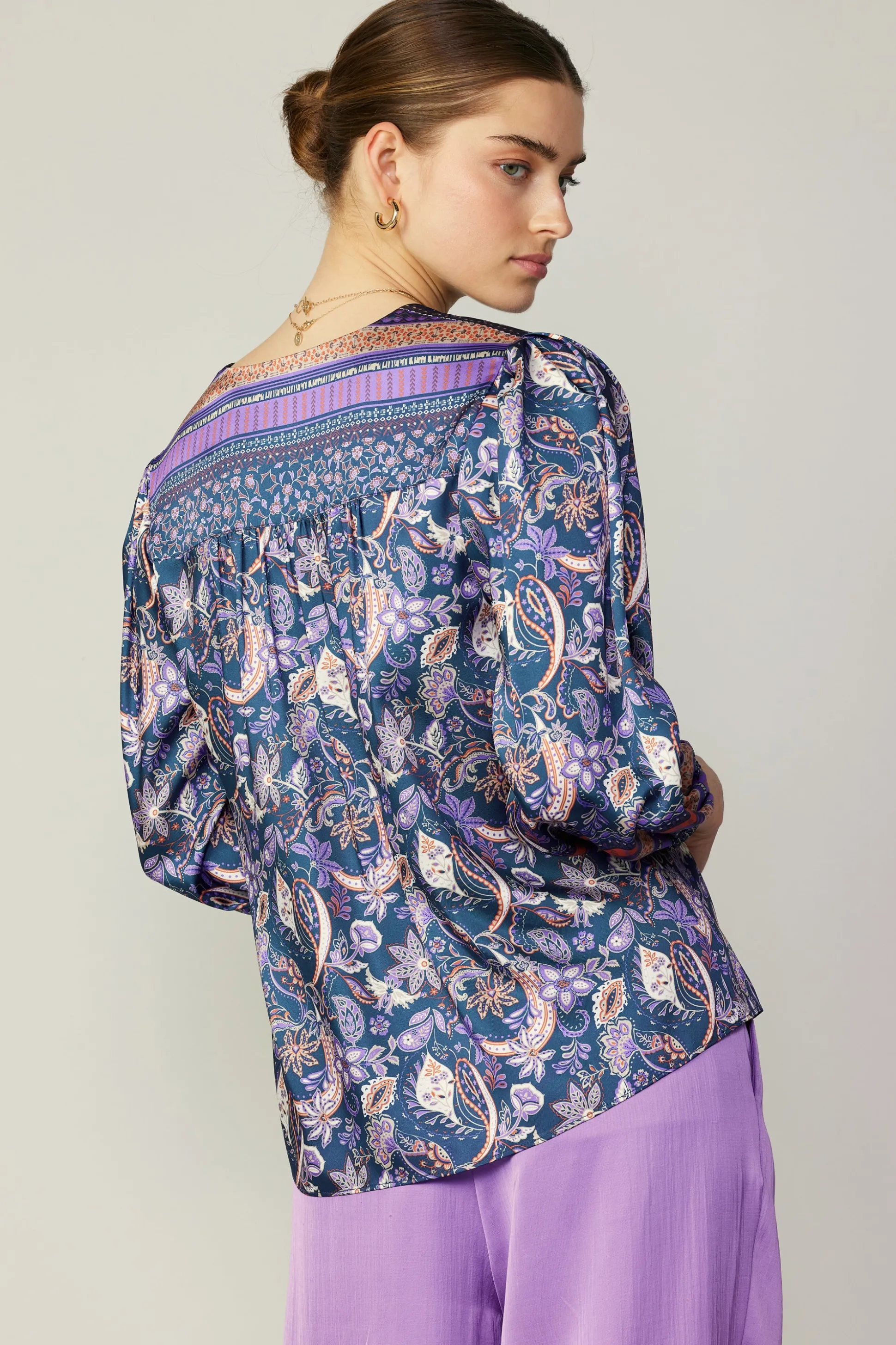 Border Print Paisley Top<Current Air Hot
