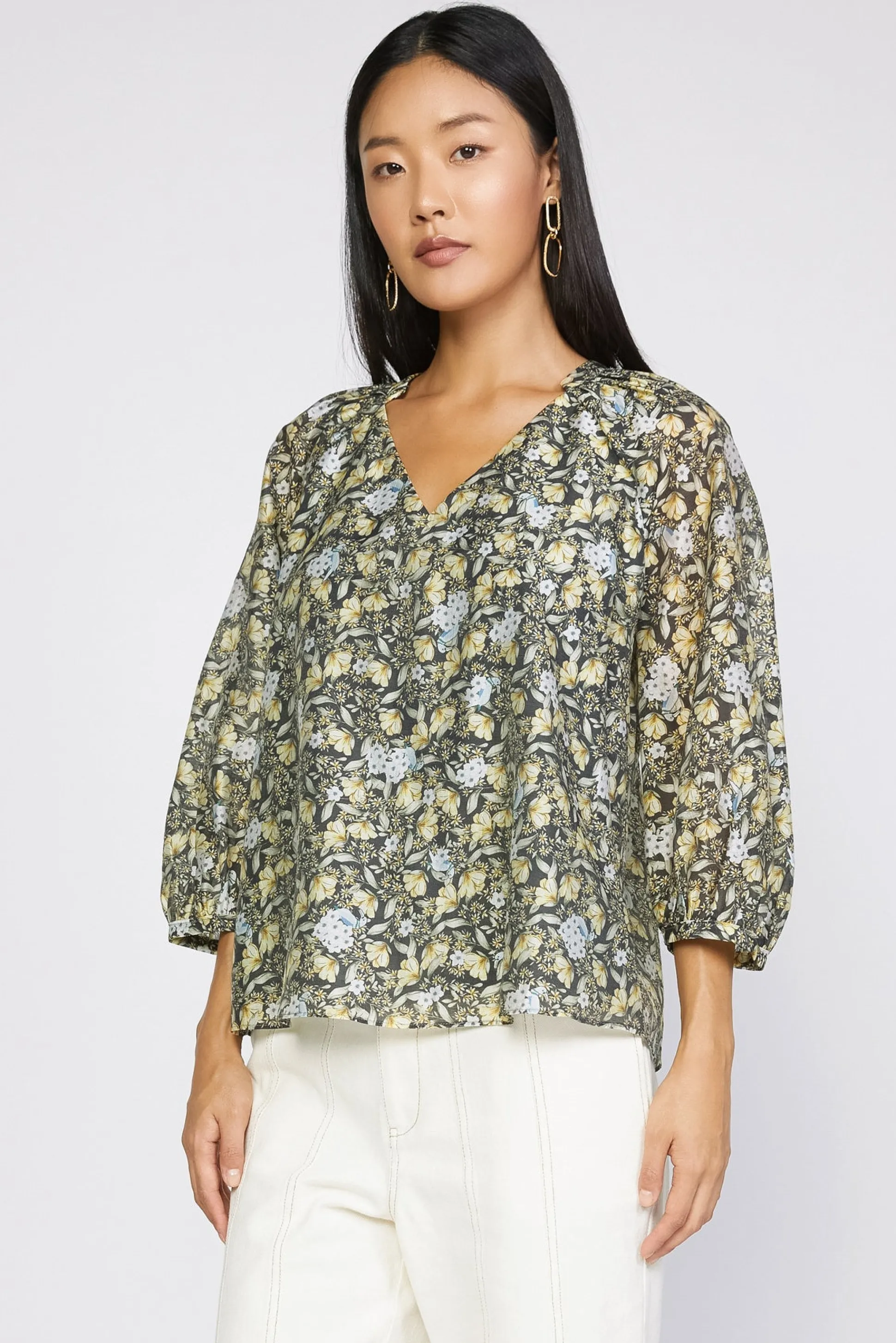 Baroque Floral Raglan Blouse<Current Air Outlet