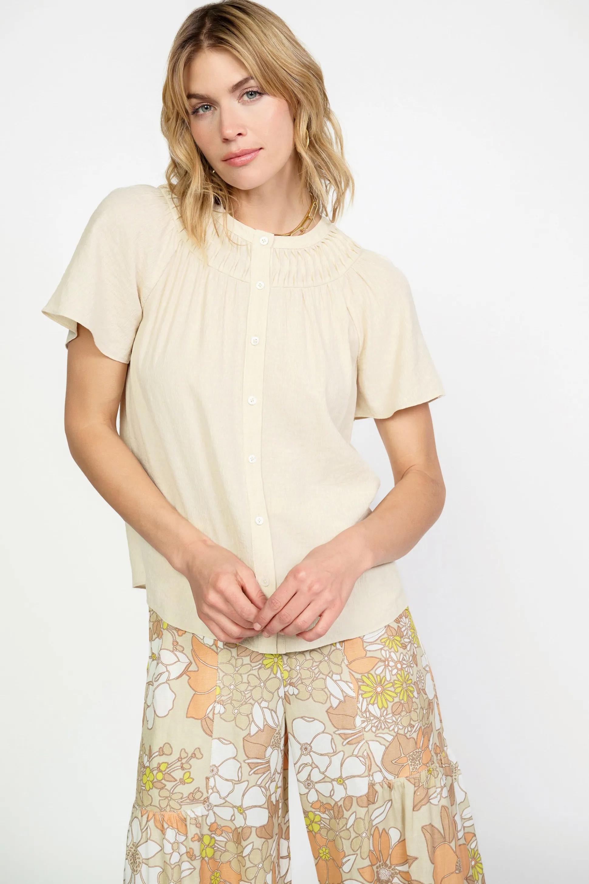 Pintucked Yoke Blouse<Current Air Sale