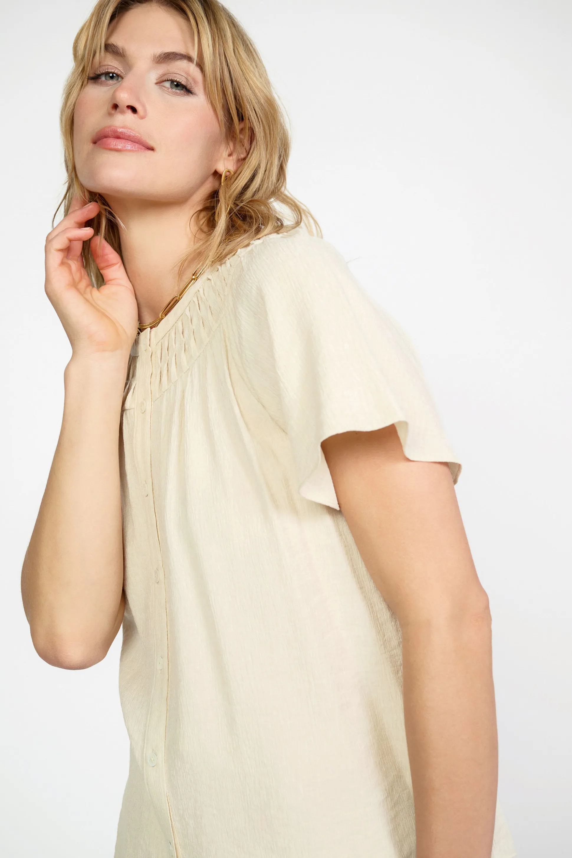 Pintucked Yoke Blouse<Current Air Sale