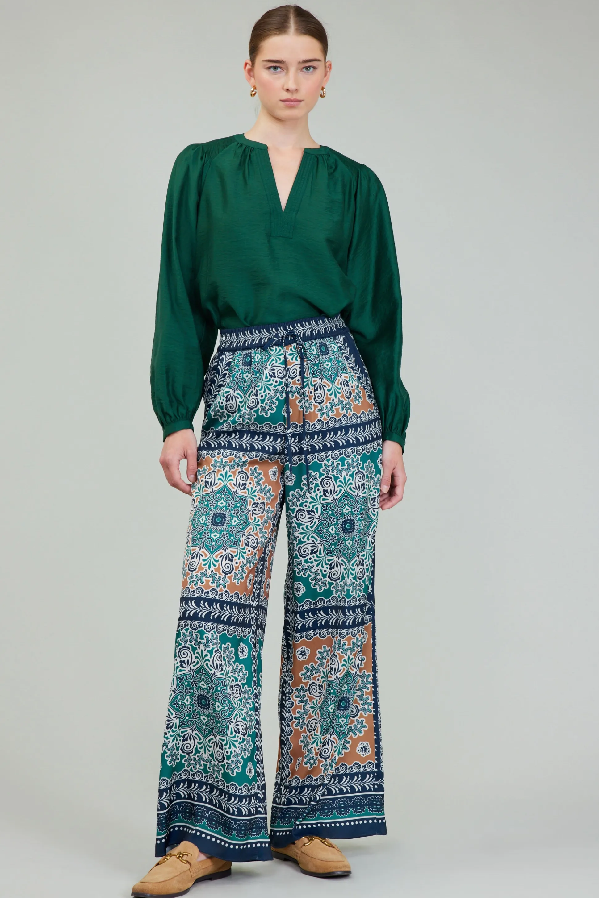 Wide Leg Bordered Pants<Current Air Sale