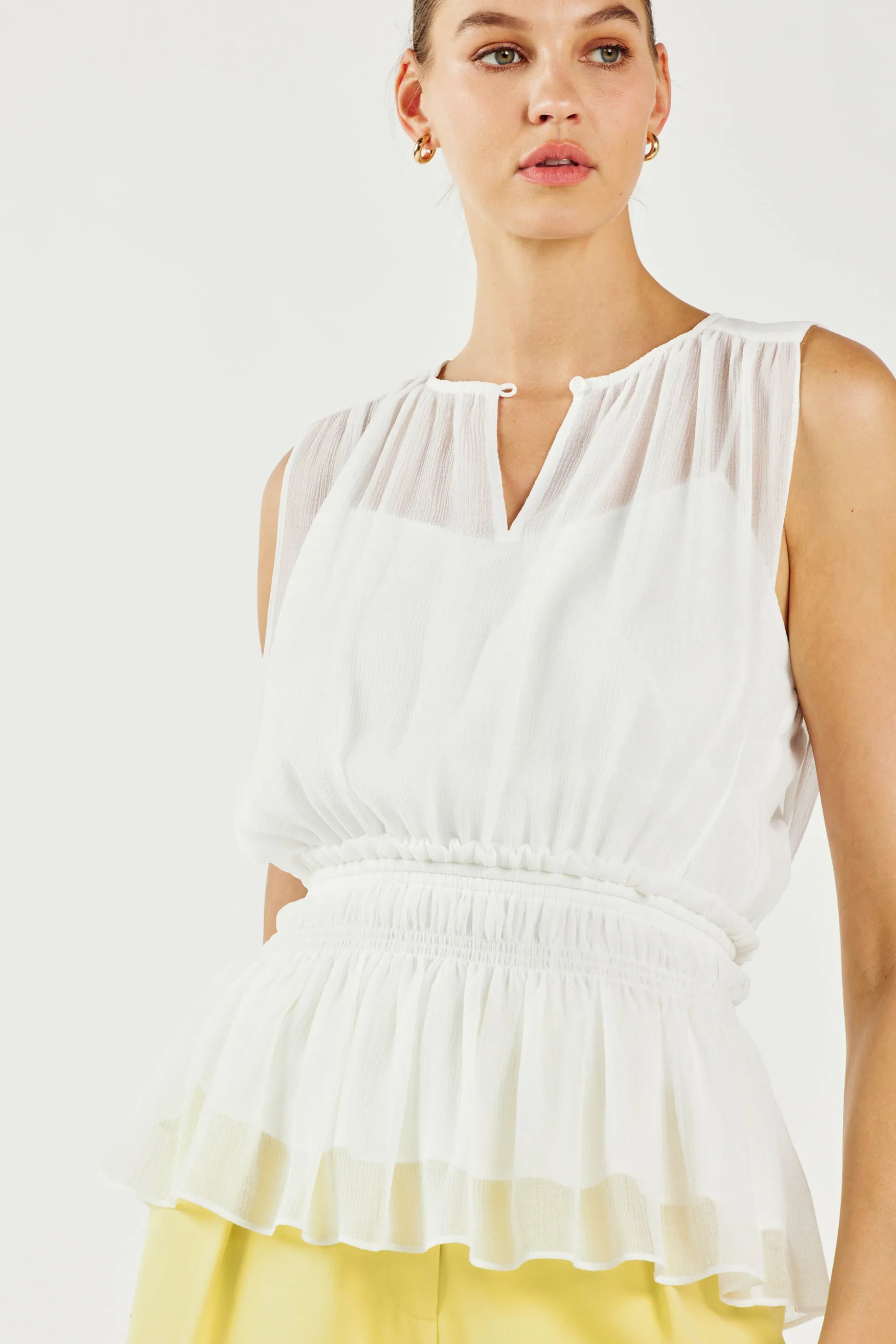 Keyhole Organza Top<Current Air New