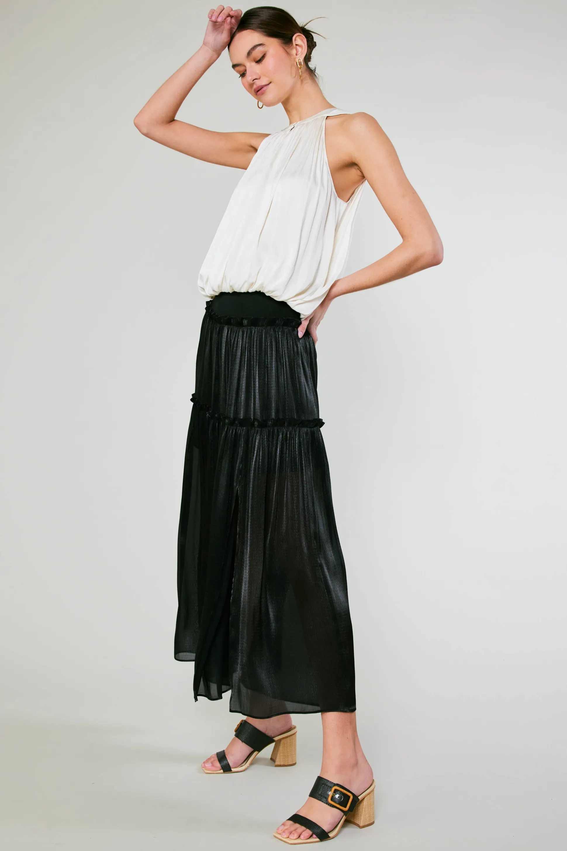 Satin Weave Maxi Skirt<Current Air Online