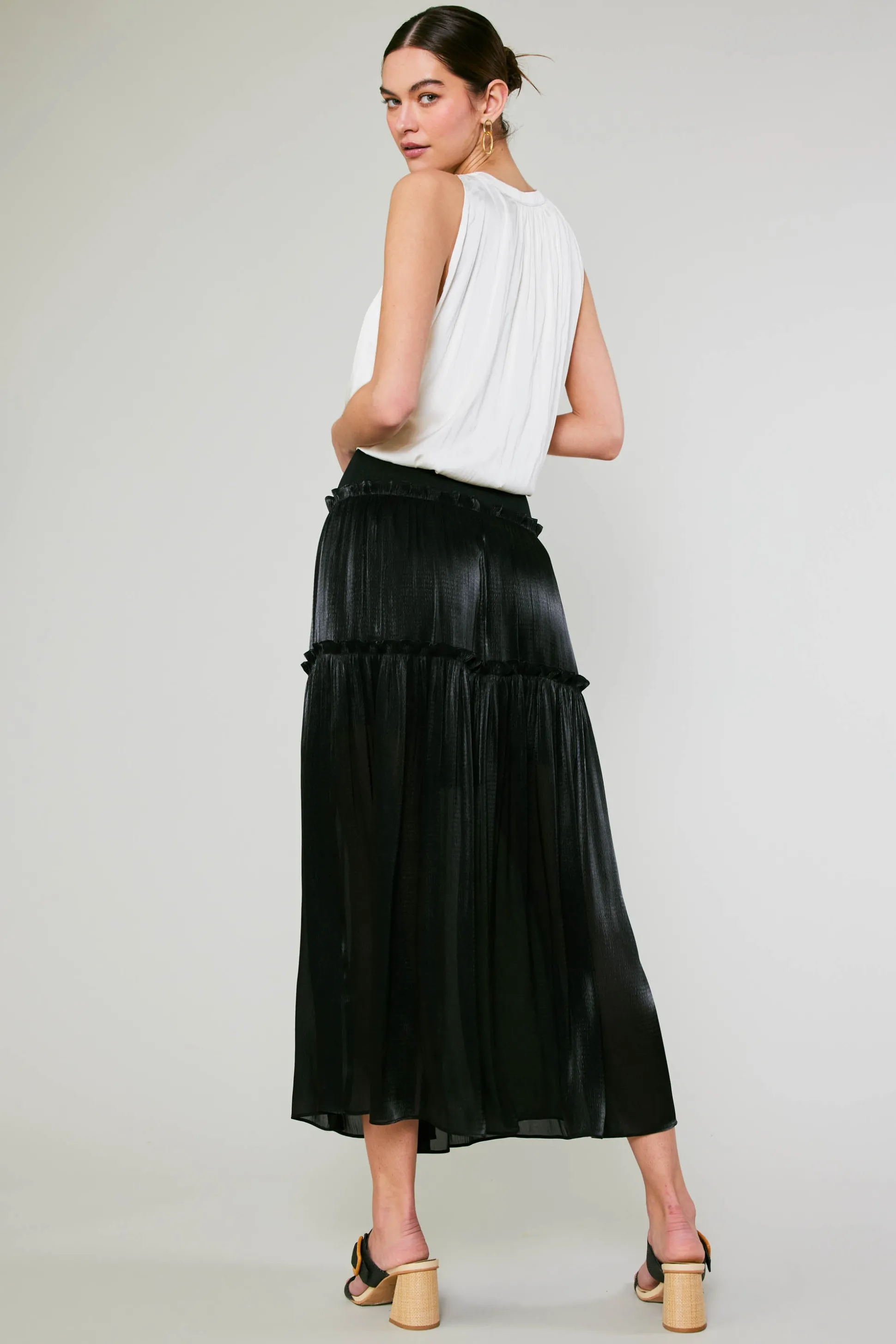 Satin Weave Maxi Skirt<Current Air Online