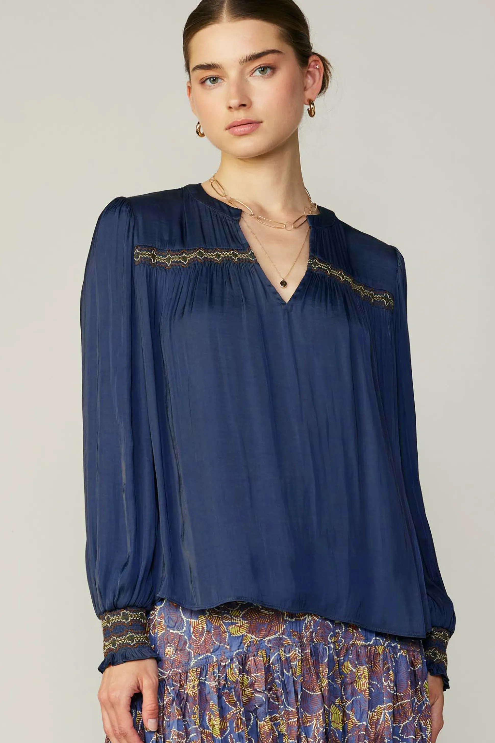 Santa Fe Embroidered Blouse<Current Air New